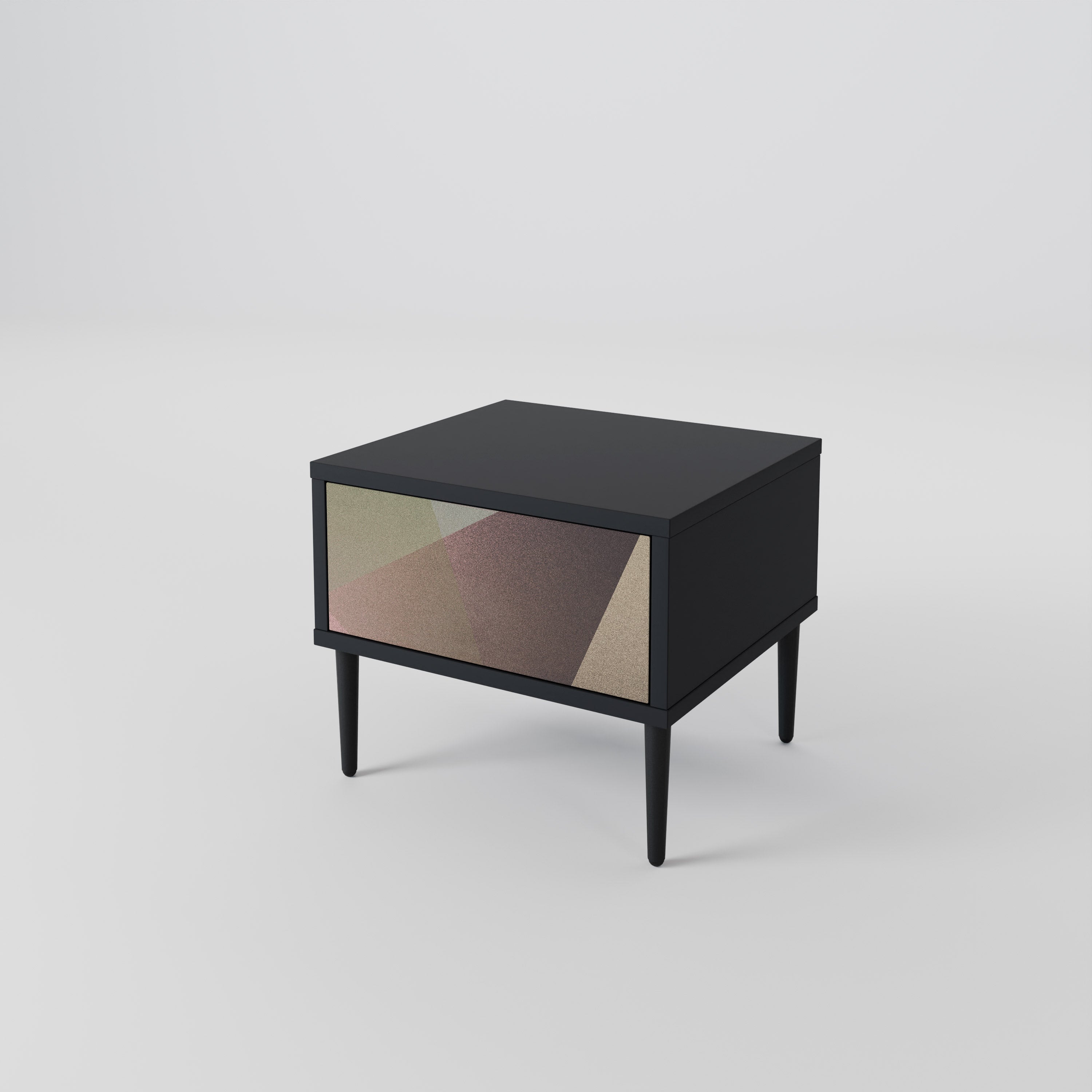 BEIGE GEOMETRY Nightstand in Black Finish