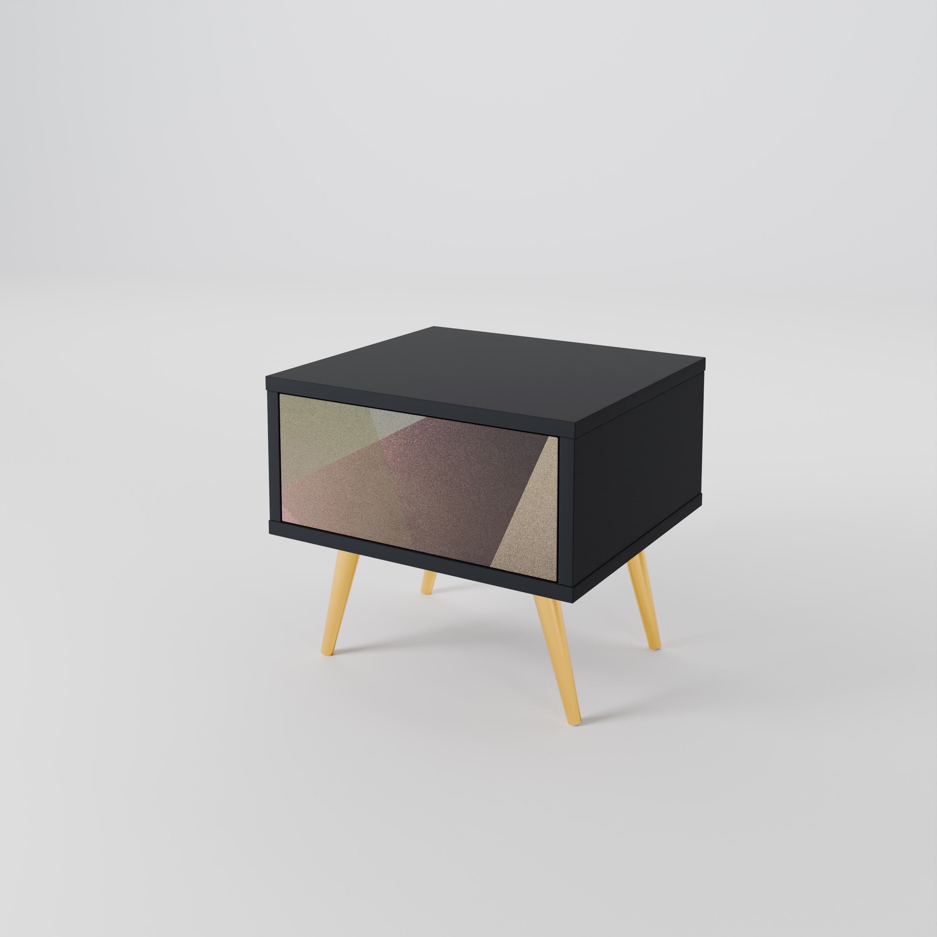 BEIGE GEOMETRY Nightstand in Black Finish
