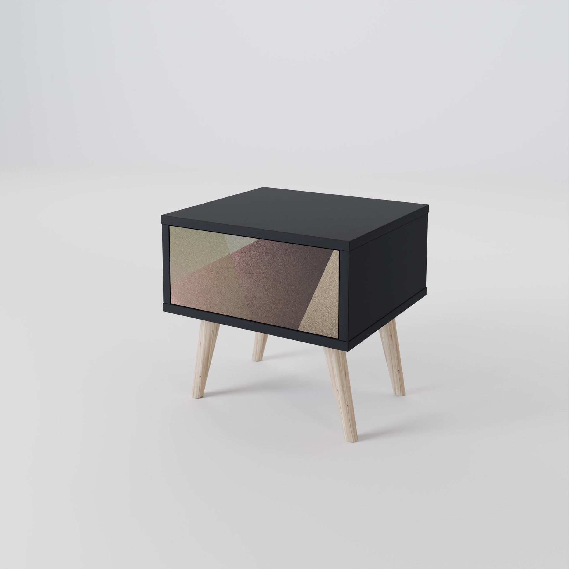 Table de chevet BEIGE GEOMETRY en finition noire