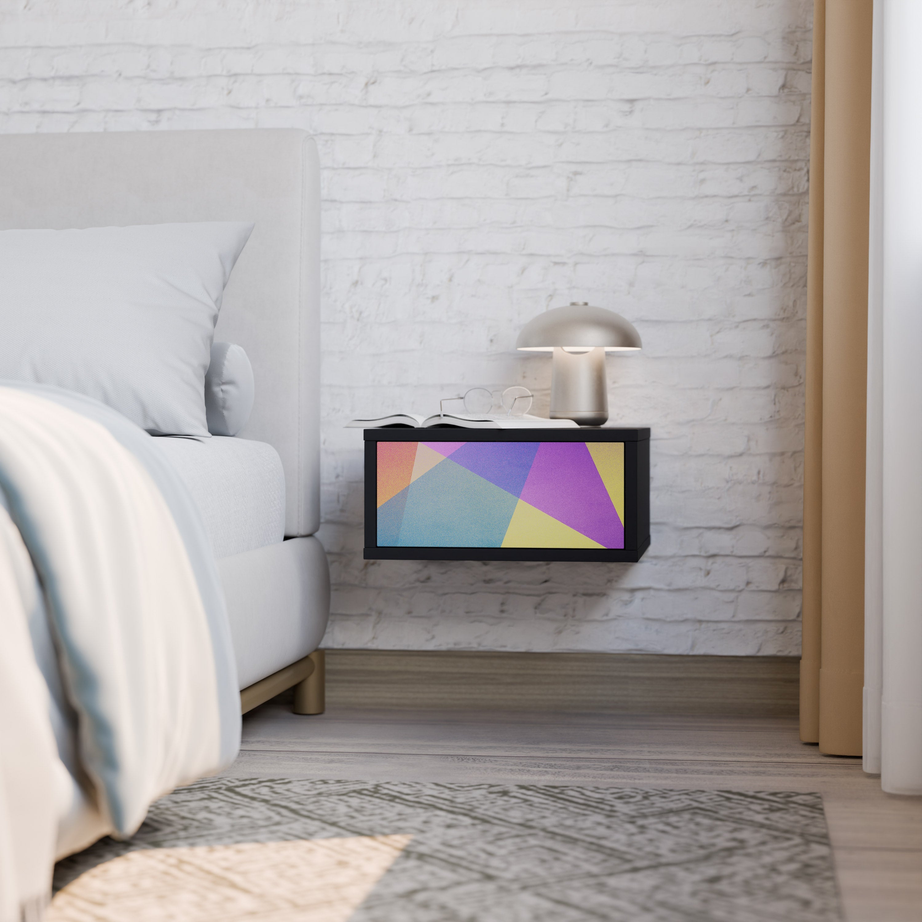 BRIGHT GEOMETRY Nightstand in Black Finish