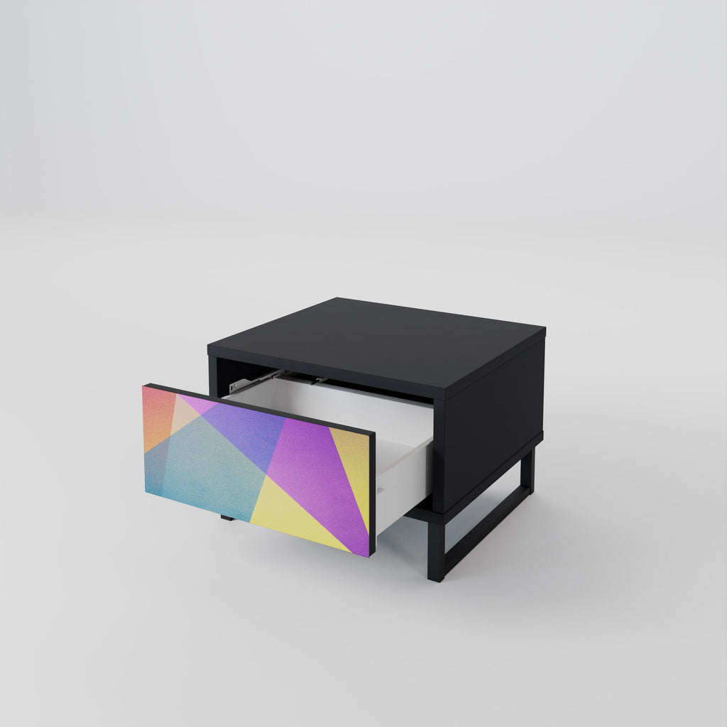 Table de chevet BRIGHT GEOMETRY en finition noire