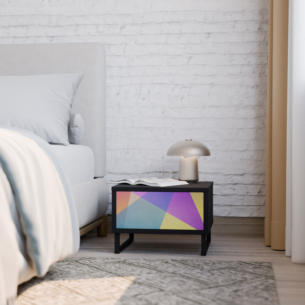 Table de chevet BRIGHT GEOMETRY en finition noire