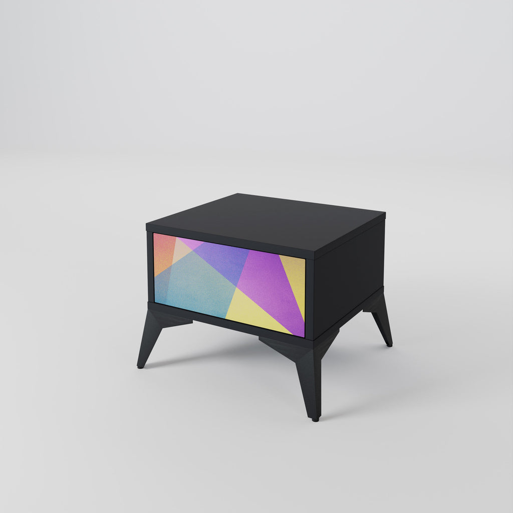 Table de chevet BRIGHT GEOMETRY en finition noire