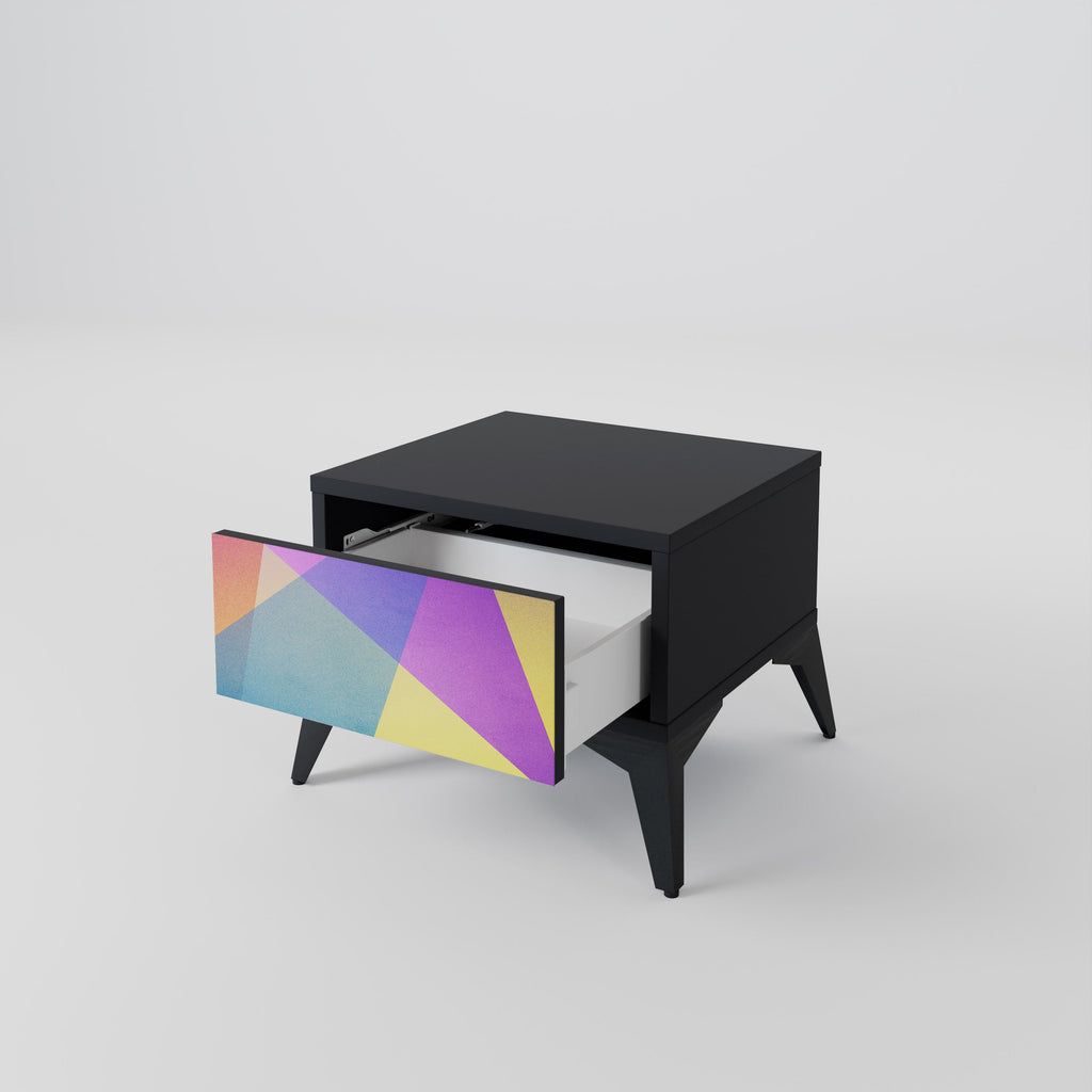 Table de chevet BRIGHT GEOMETRY en finition noire