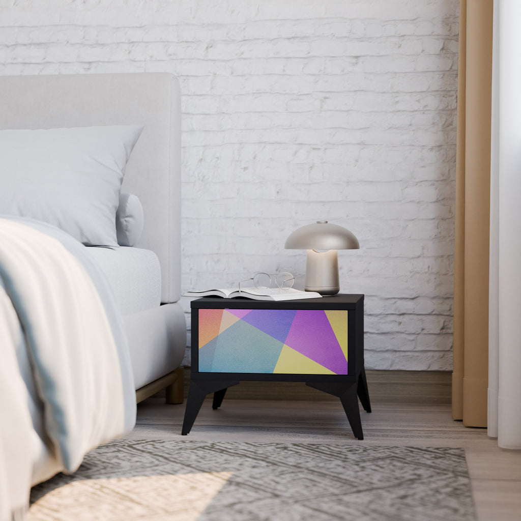 Table de chevet BRIGHT GEOMETRY en finition noire