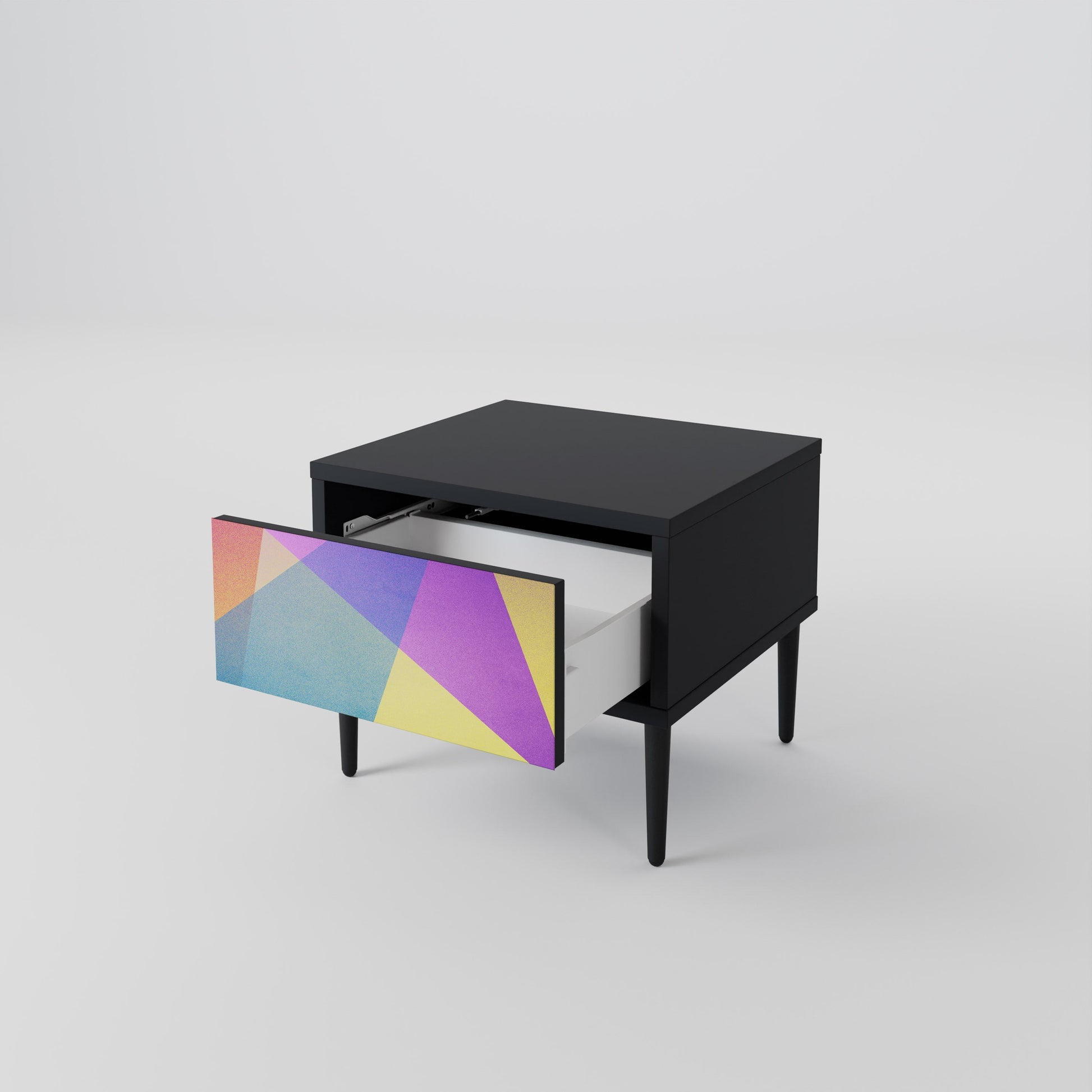 Table de chevet BRIGHT GEOMETRY en finition noire