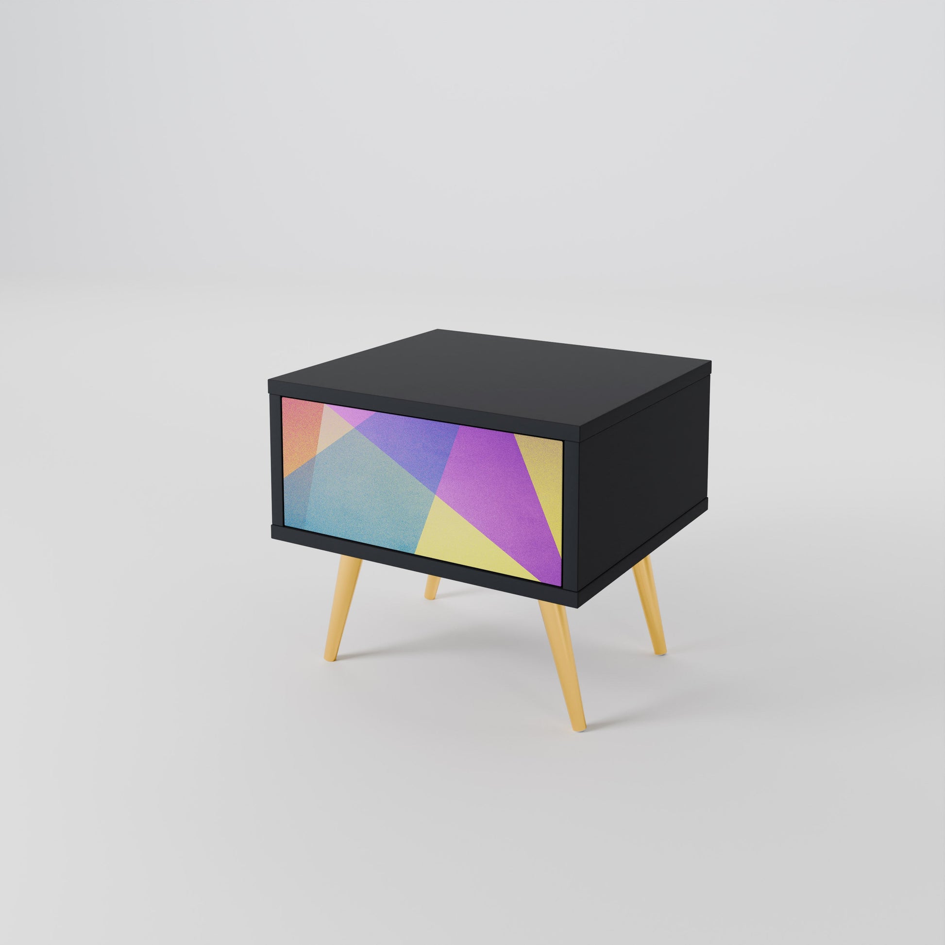 Table de chevet BRIGHT GEOMETRY en finition noire
