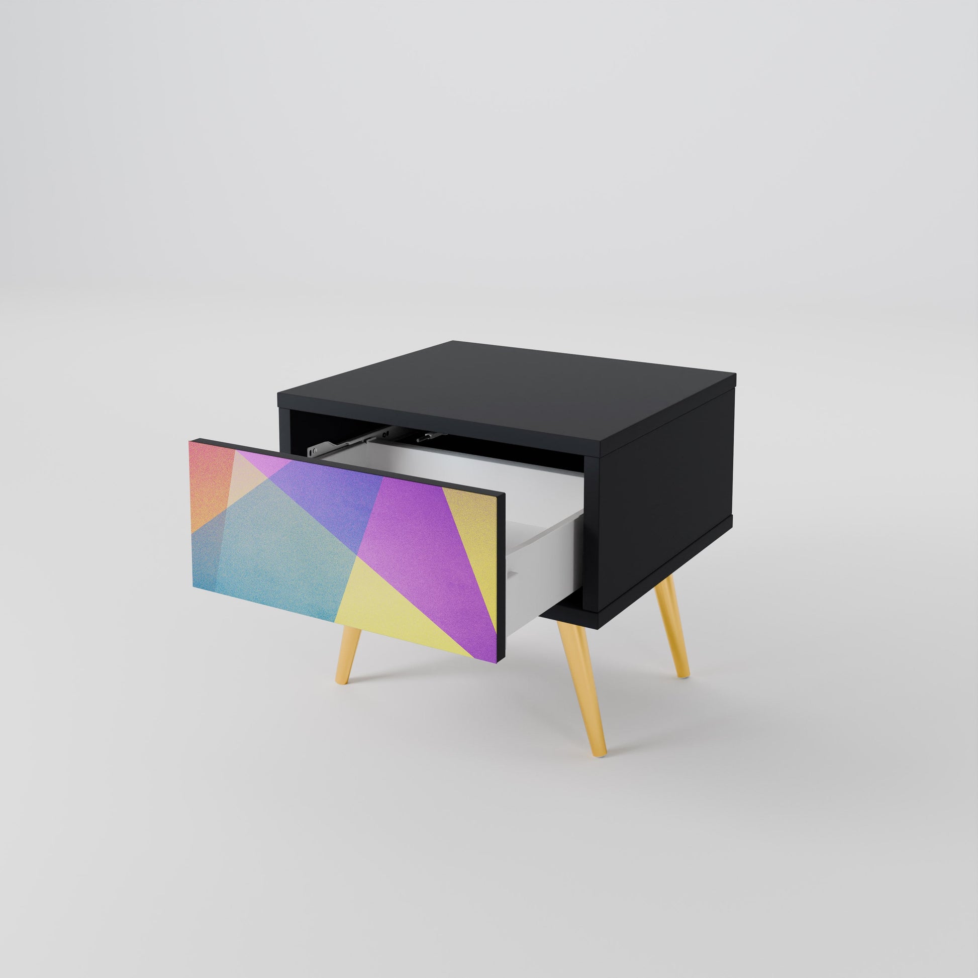 Table de chevet BRIGHT GEOMETRY en finition noire