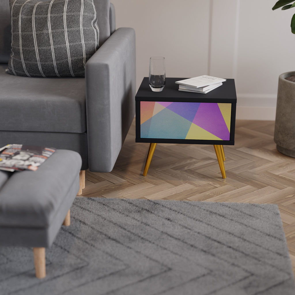 Table de chevet BRIGHT GEOMETRY en finition noire