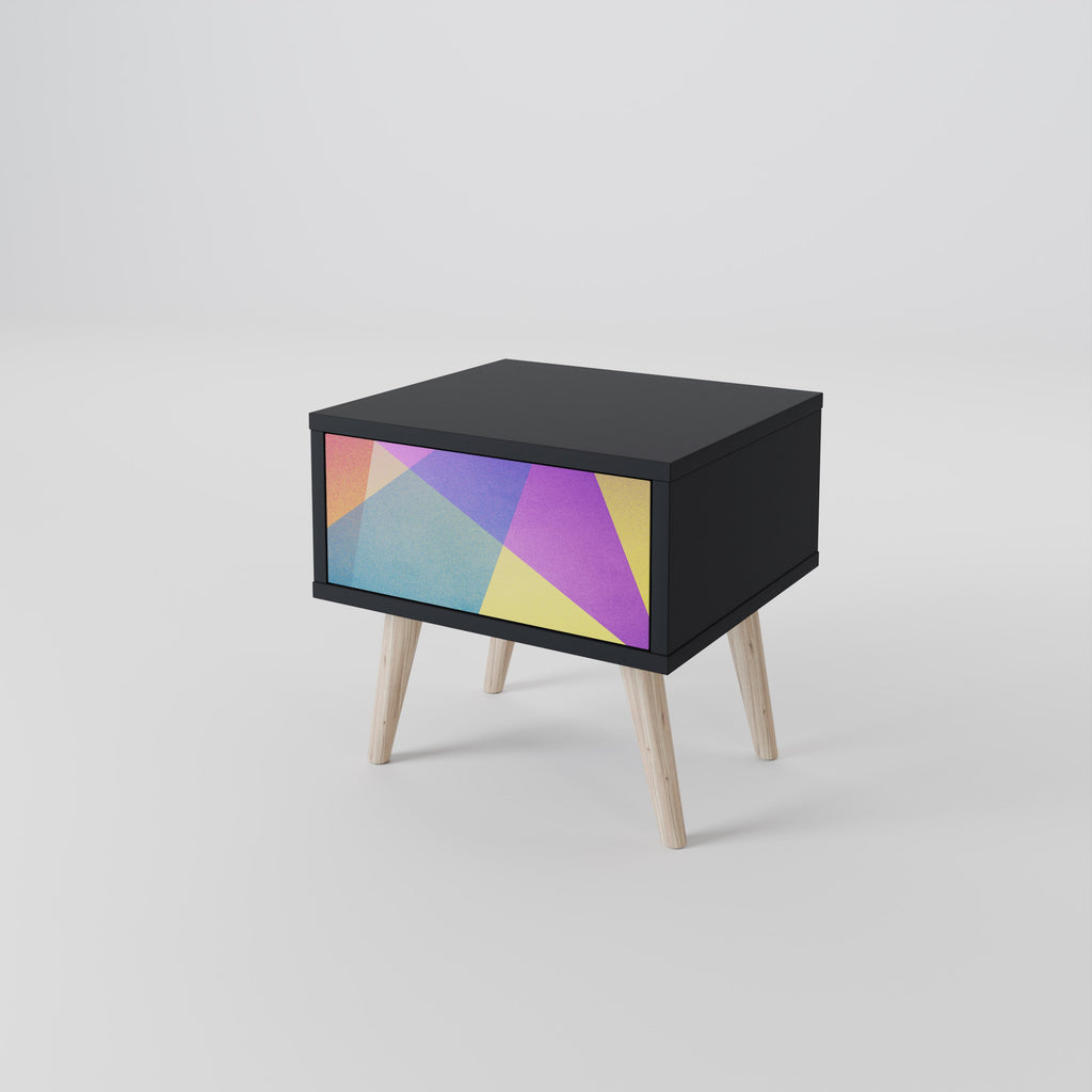Table de chevet BRIGHT GEOMETRY en finition noire