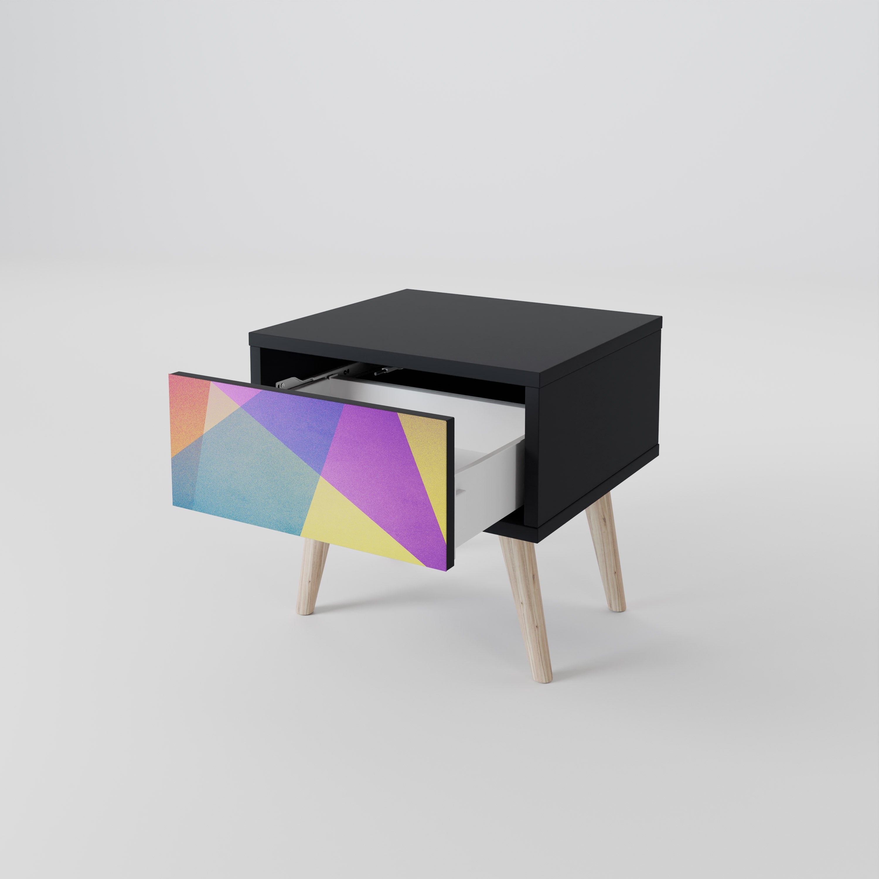 BRIGHT GEOMETRY Nightstand in Black Finish