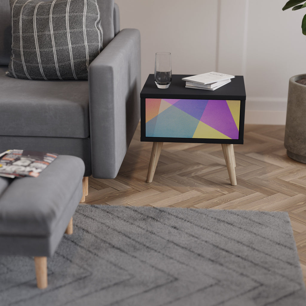 Table de chevet BRIGHT GEOMETRY en finition noire