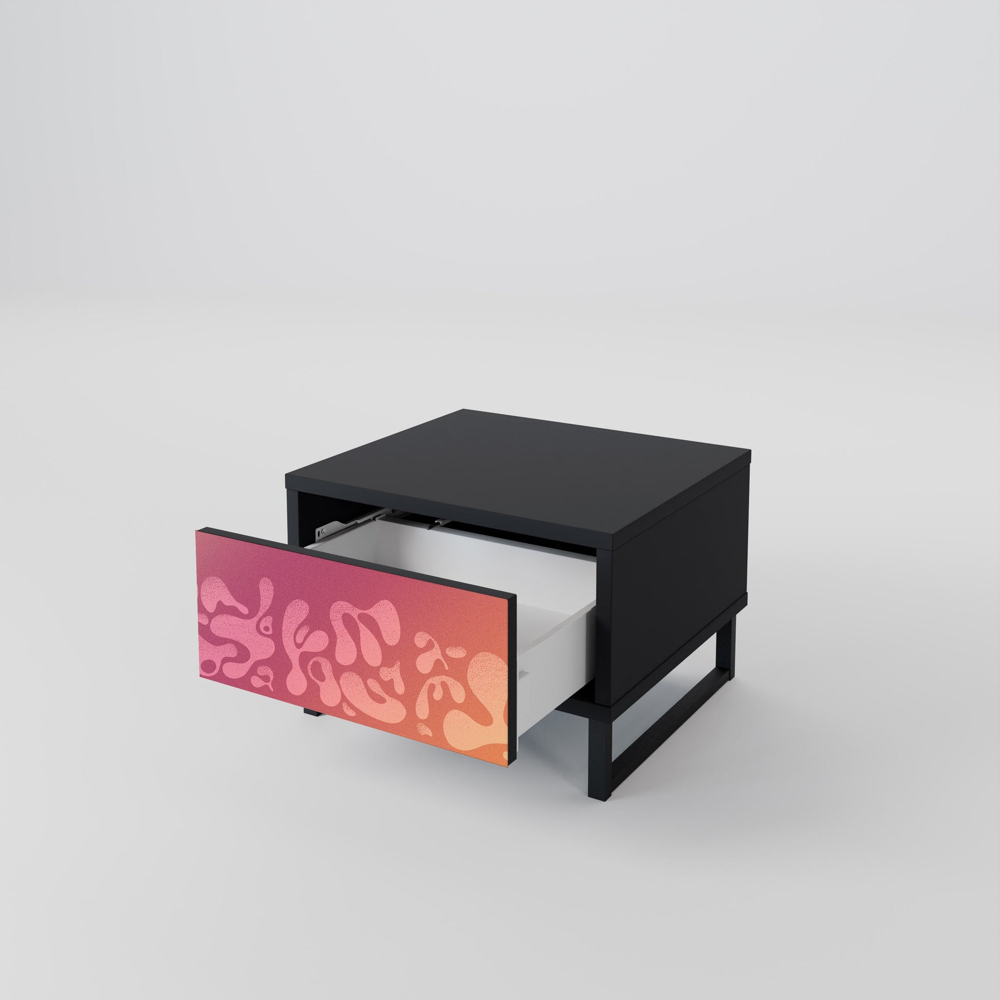 Table de chevet IRREGULAR PINK en finition noire