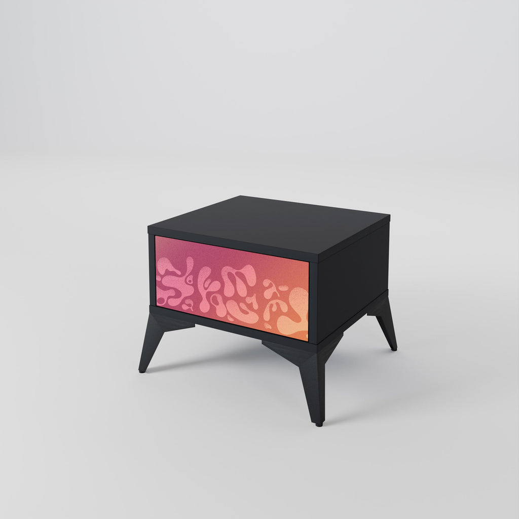 Table de chevet IRREGULAR PINK en finition noire