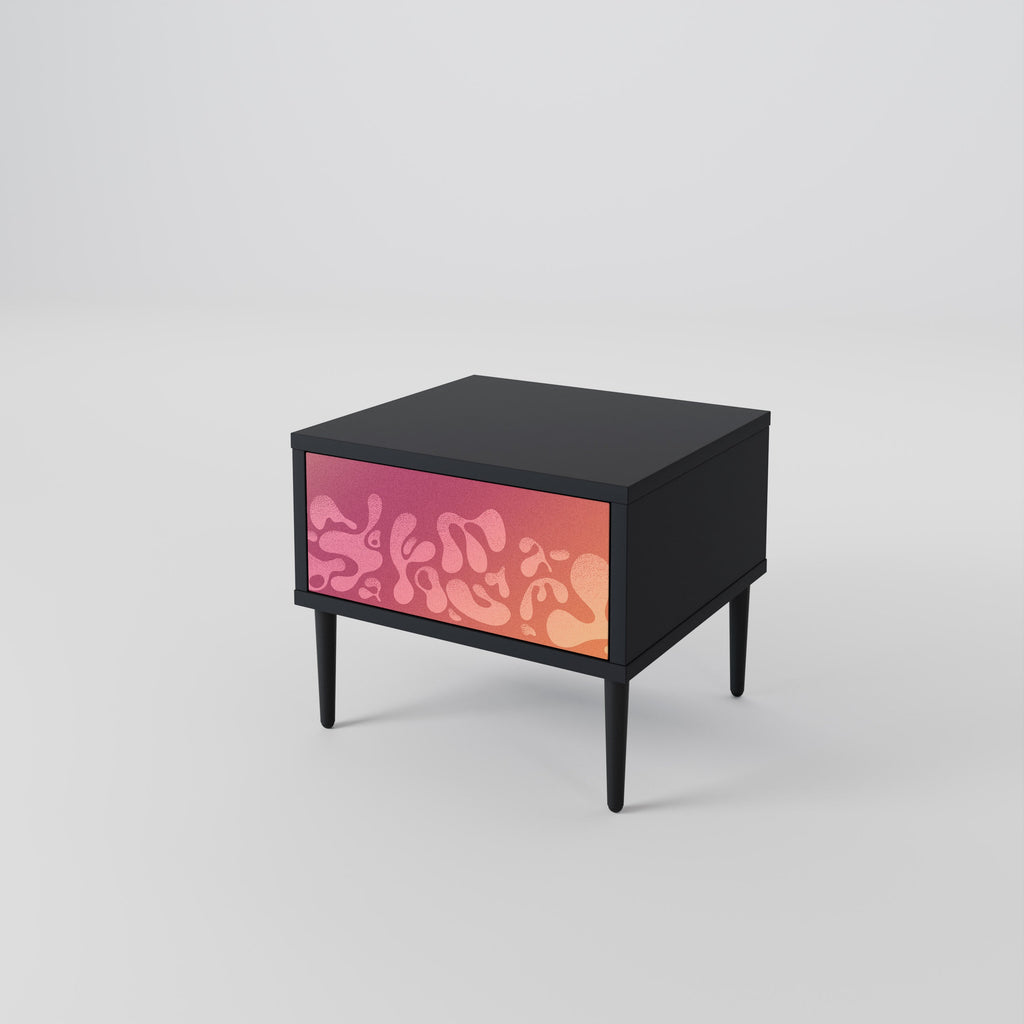 Table de chevet IRREGULAR PINK en finition noire