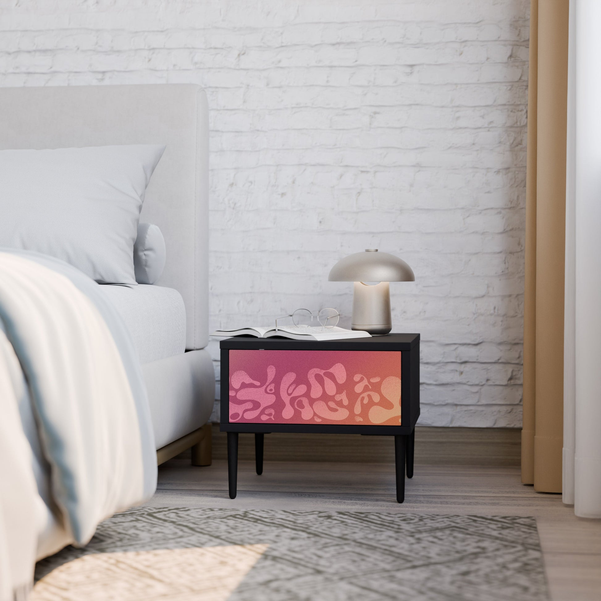 Table de chevet IRREGULAR PINK en finition noire