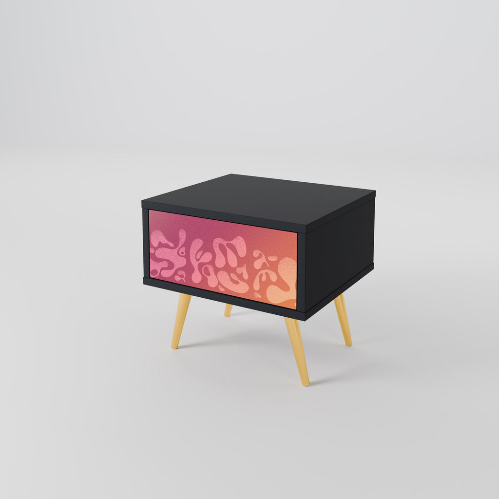 Table de chevet IRREGULAR PINK en finition noire