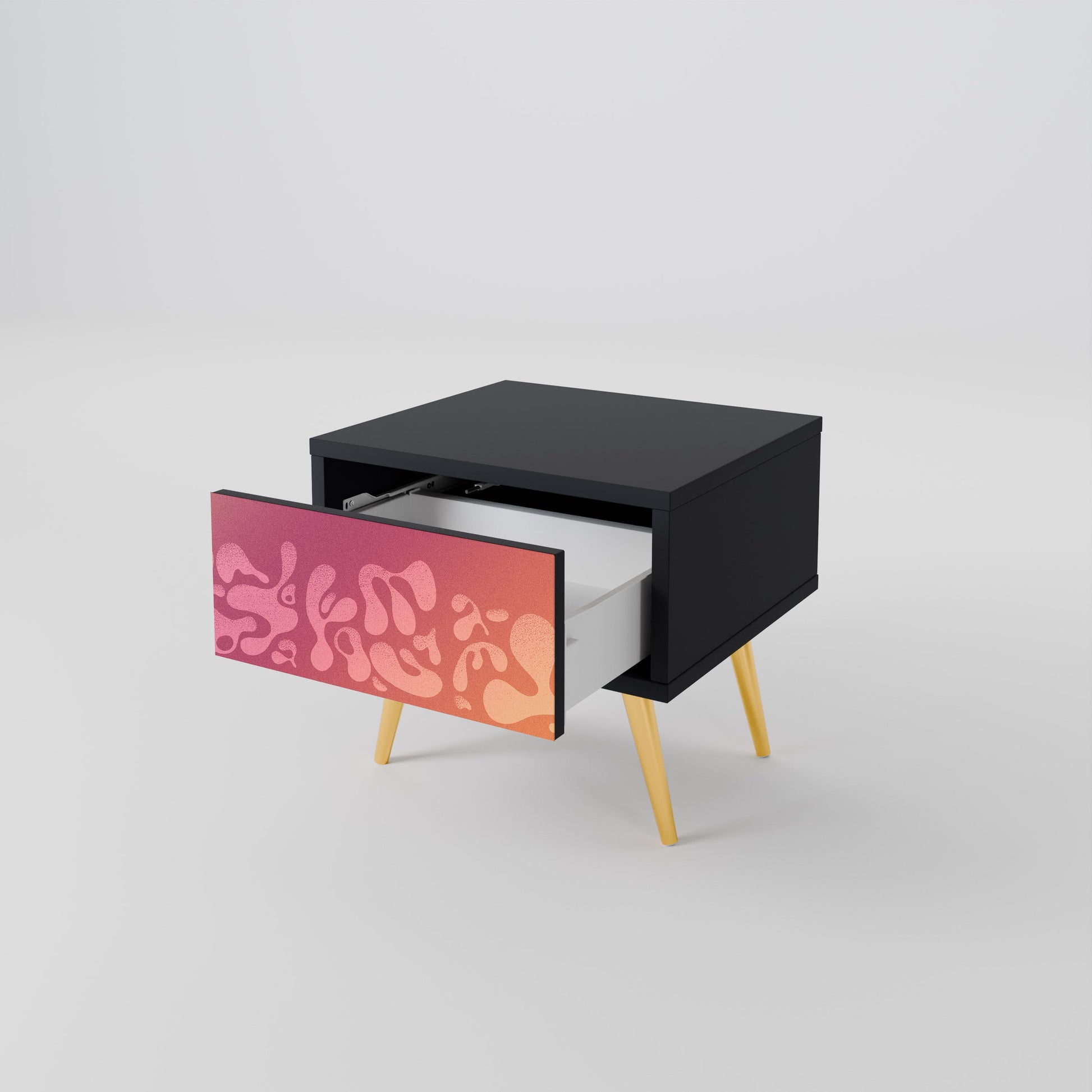 Table de chevet IRREGULAR PINK en finition noire