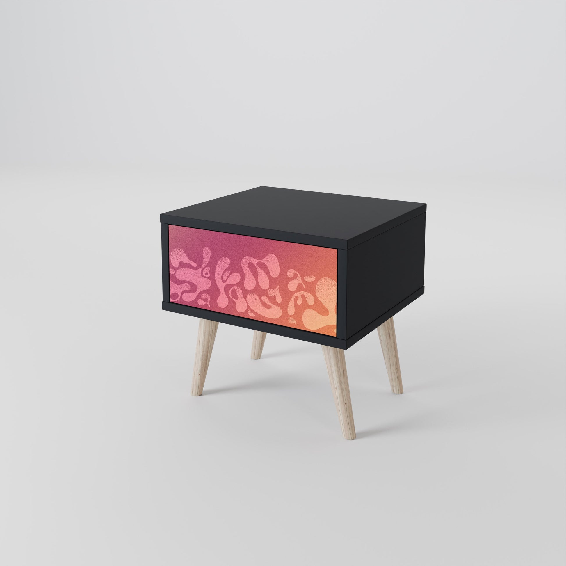 Table de chevet IRREGULAR PINK en finition noire