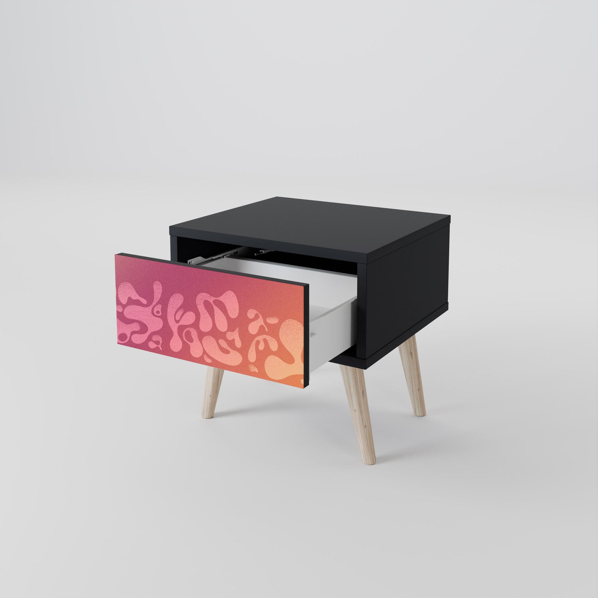 Table de chevet IRREGULAR PINK en finition noire