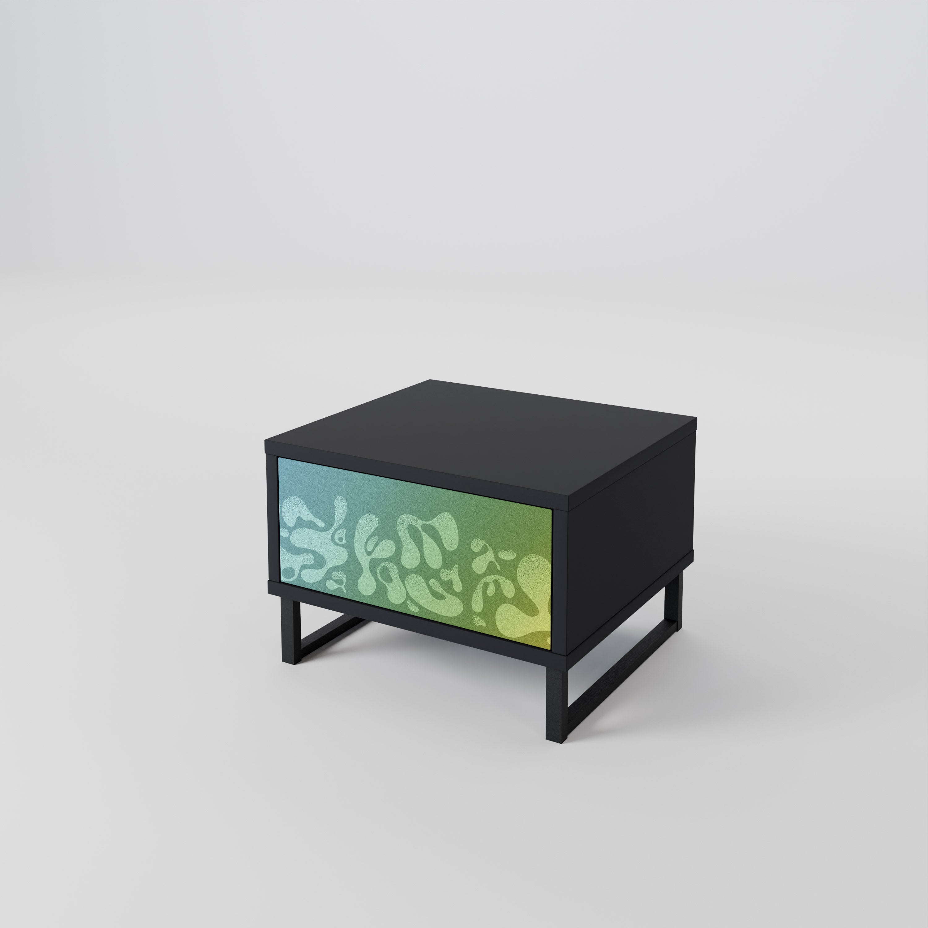 IRREGULAR BLUE Nightstand in Black Finish