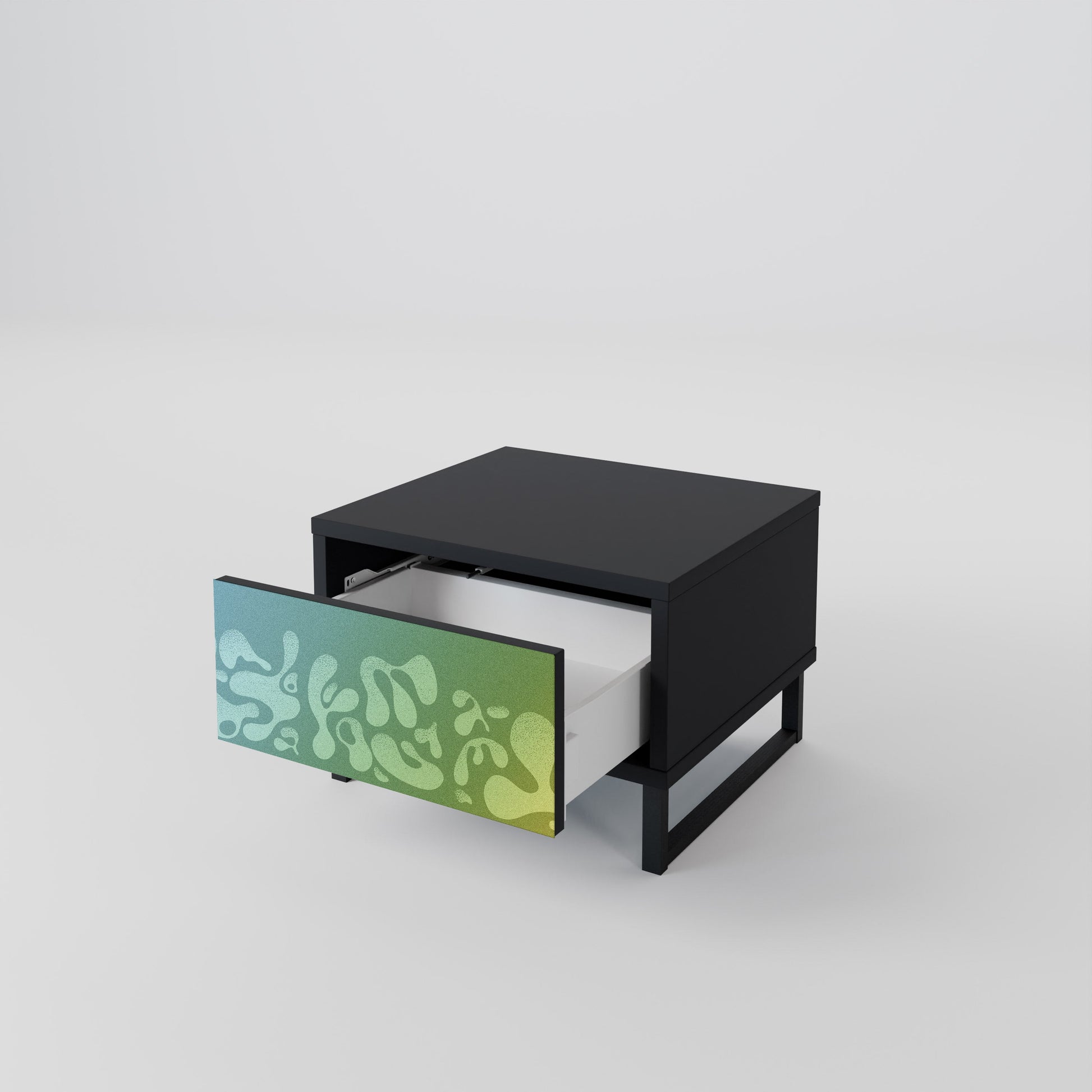 Table de chevet IRREGULAR BLUE en finition noire