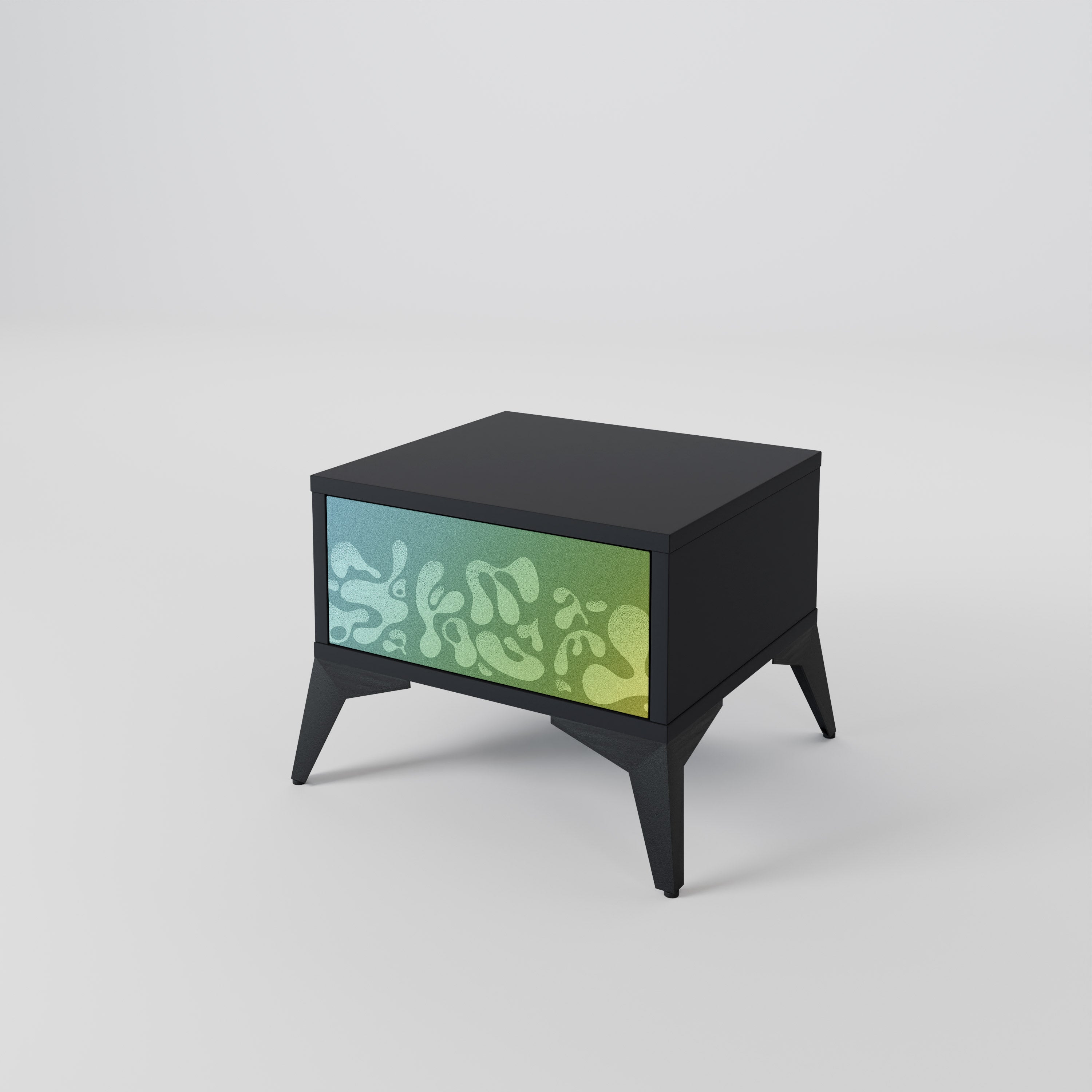 IRREGULAR BLUE Nightstand in Black Finish