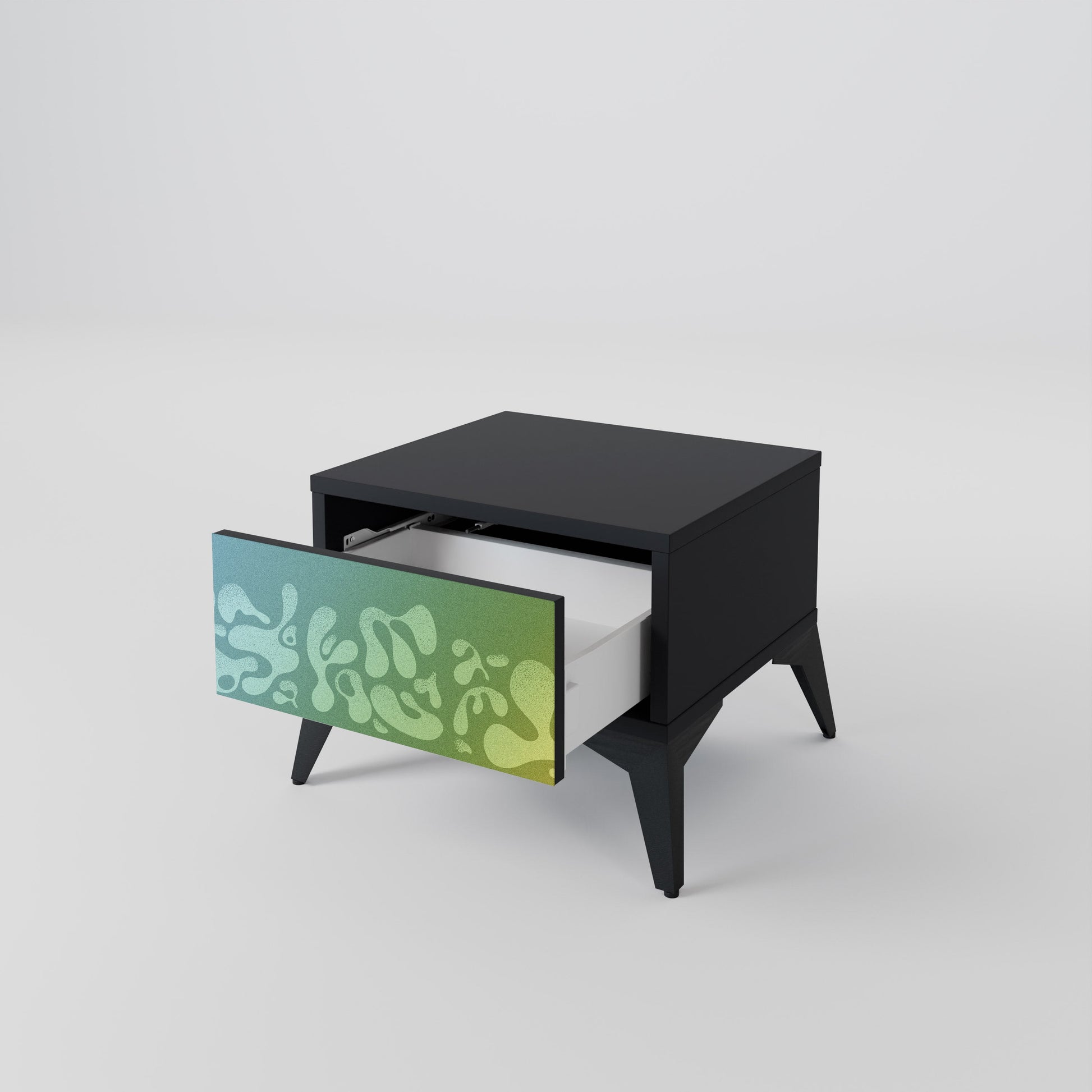Table de chevet IRREGULAR BLUE en finition noire