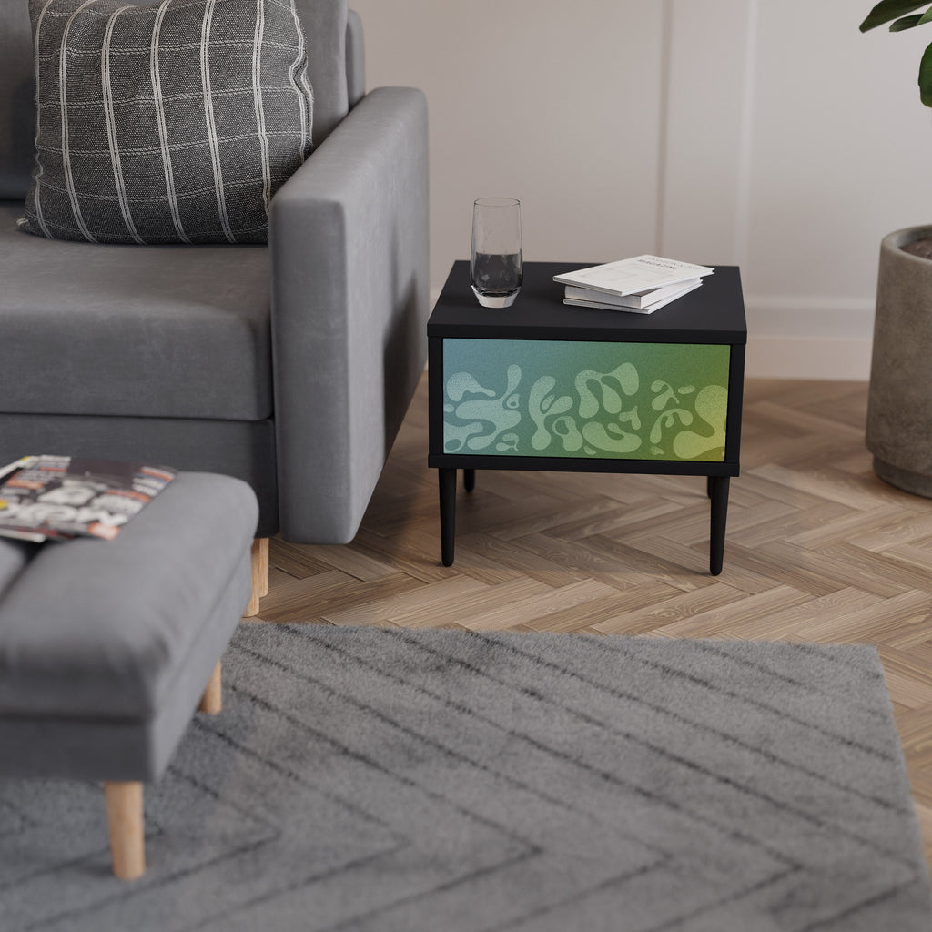 Table de chevet IRREGULAR BLUE en finition noire