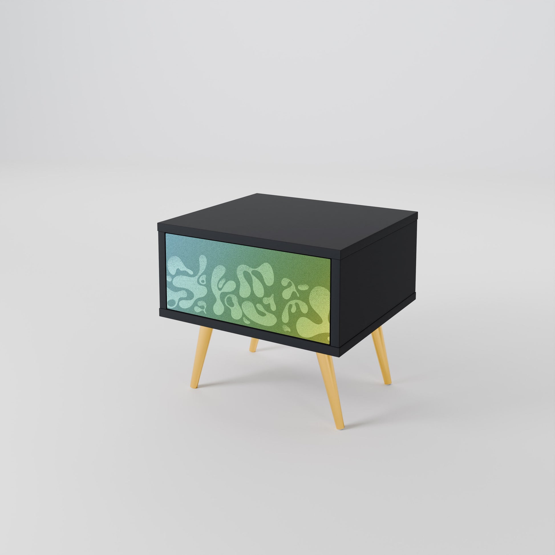 Table de chevet IRREGULAR BLUE en finition noire