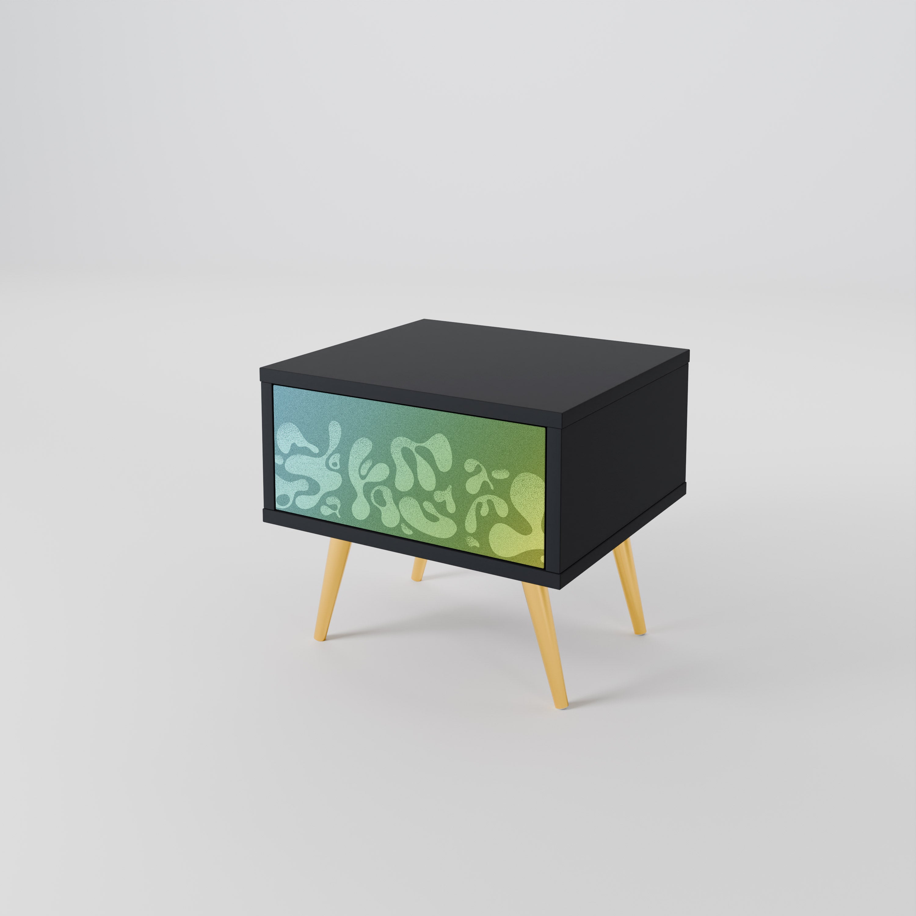 IRREGULAR BLUE Nightstand in Black Finish