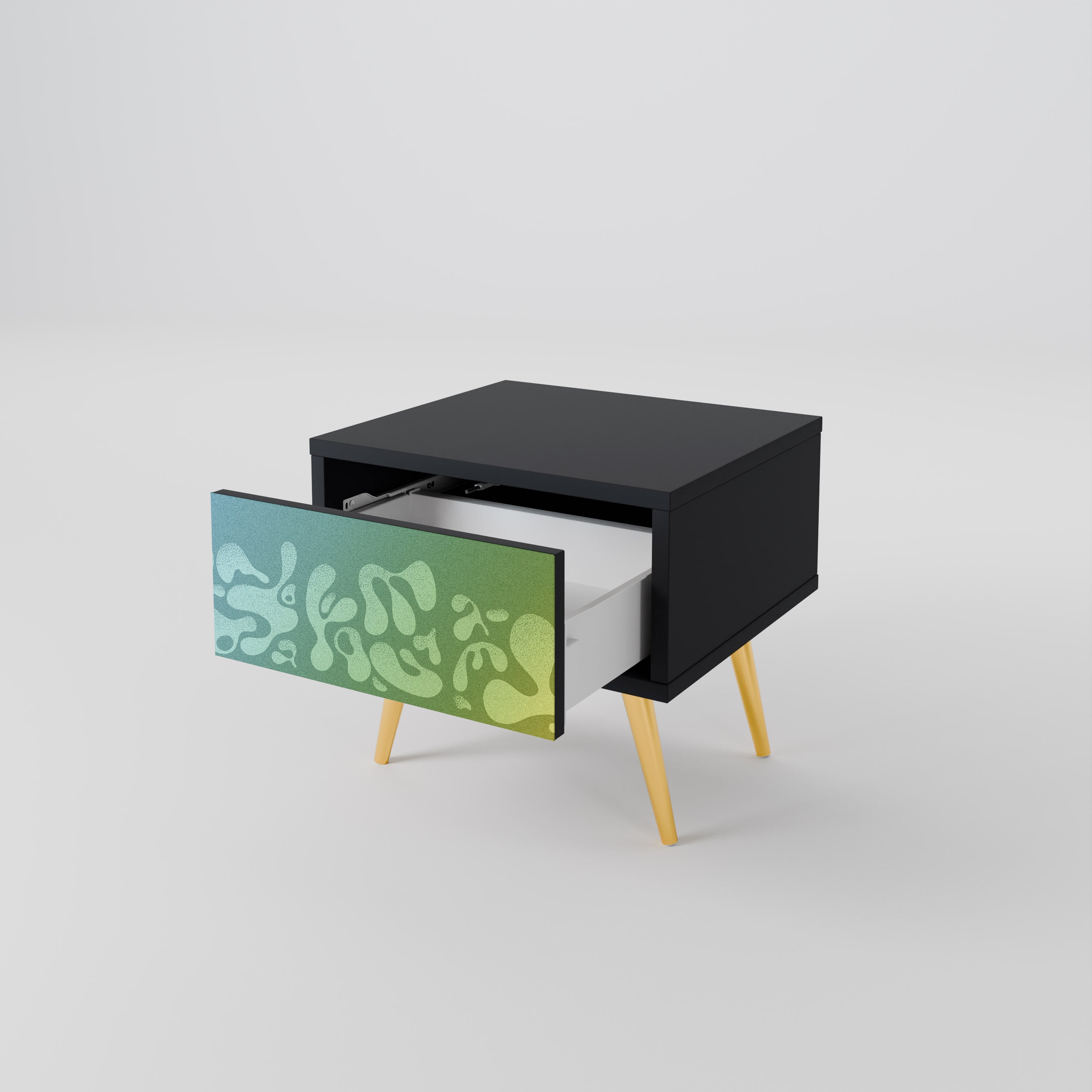 IRREGULAR BLUE Nightstand in Black Finish
