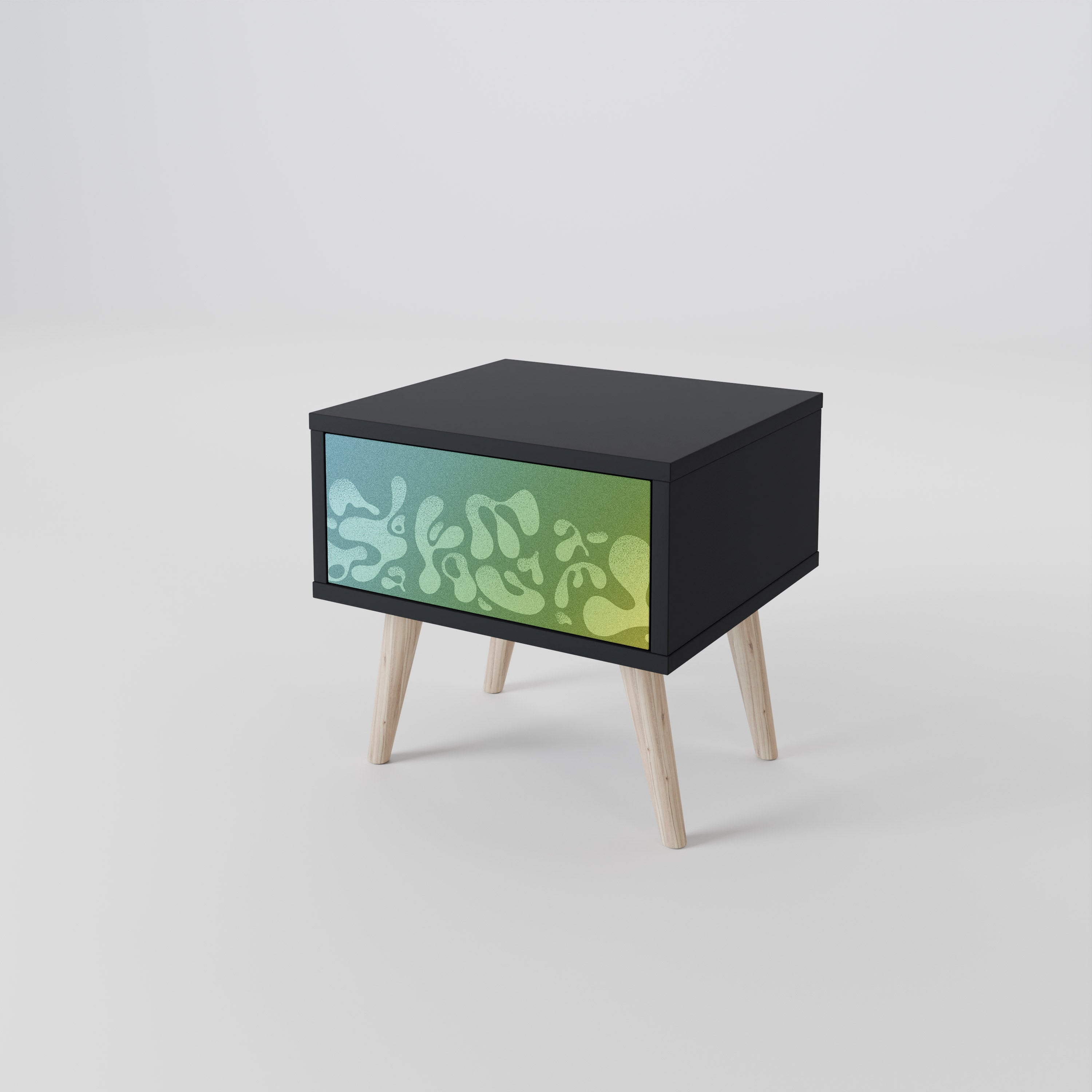IRREGULAR BLUE Nightstand in Black Finish