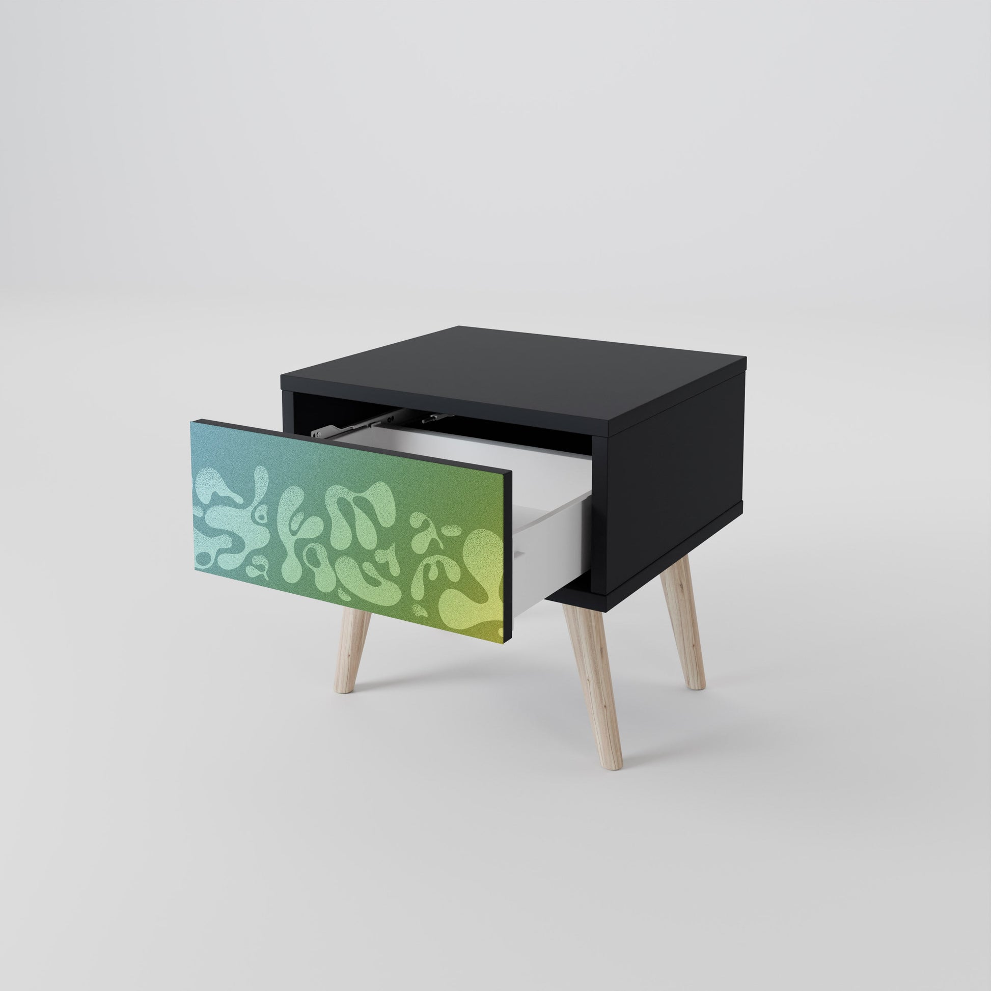 Table de chevet IRREGULAR BLUE en finition noire
