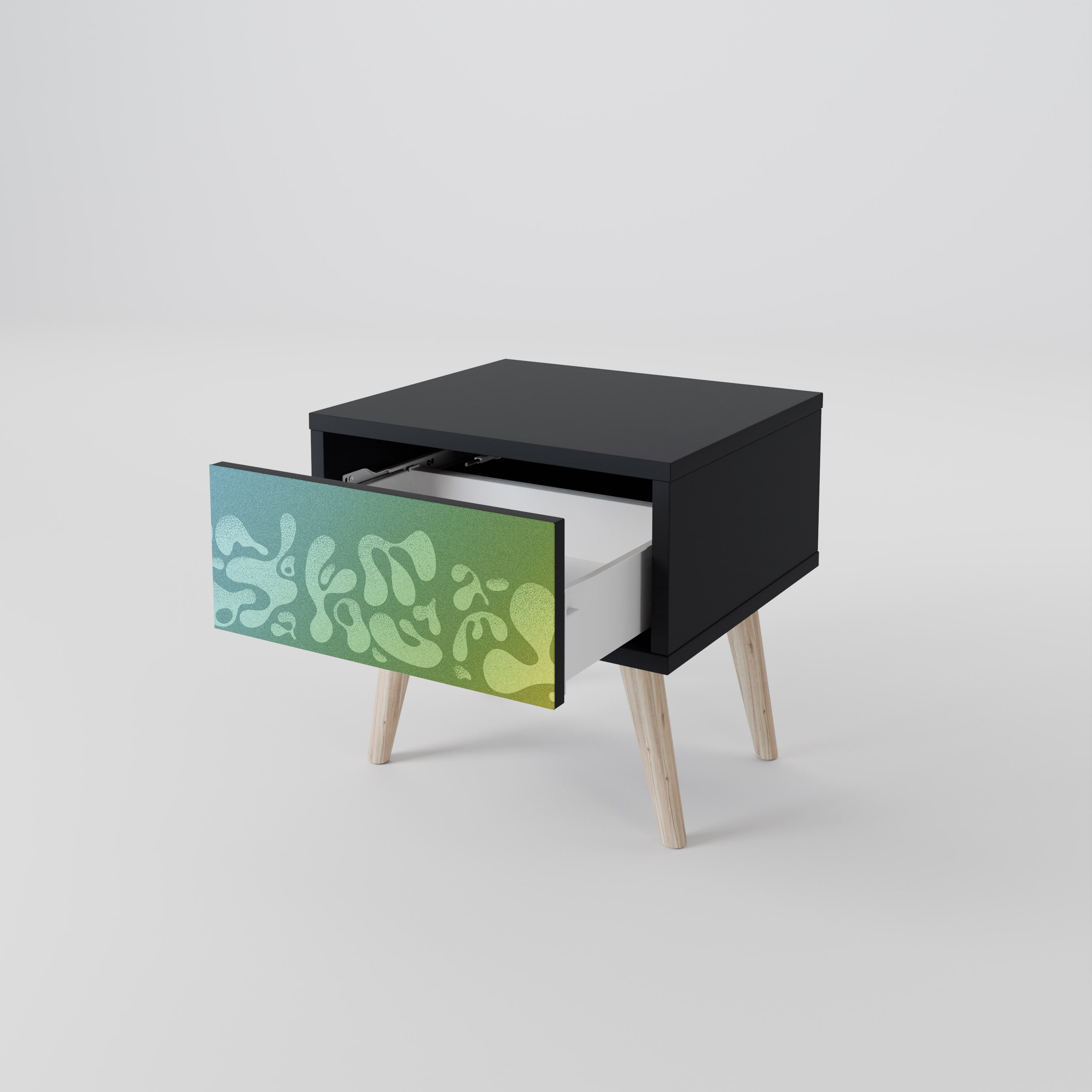 IRREGULAR BLUE Nightstand in Black Finish
