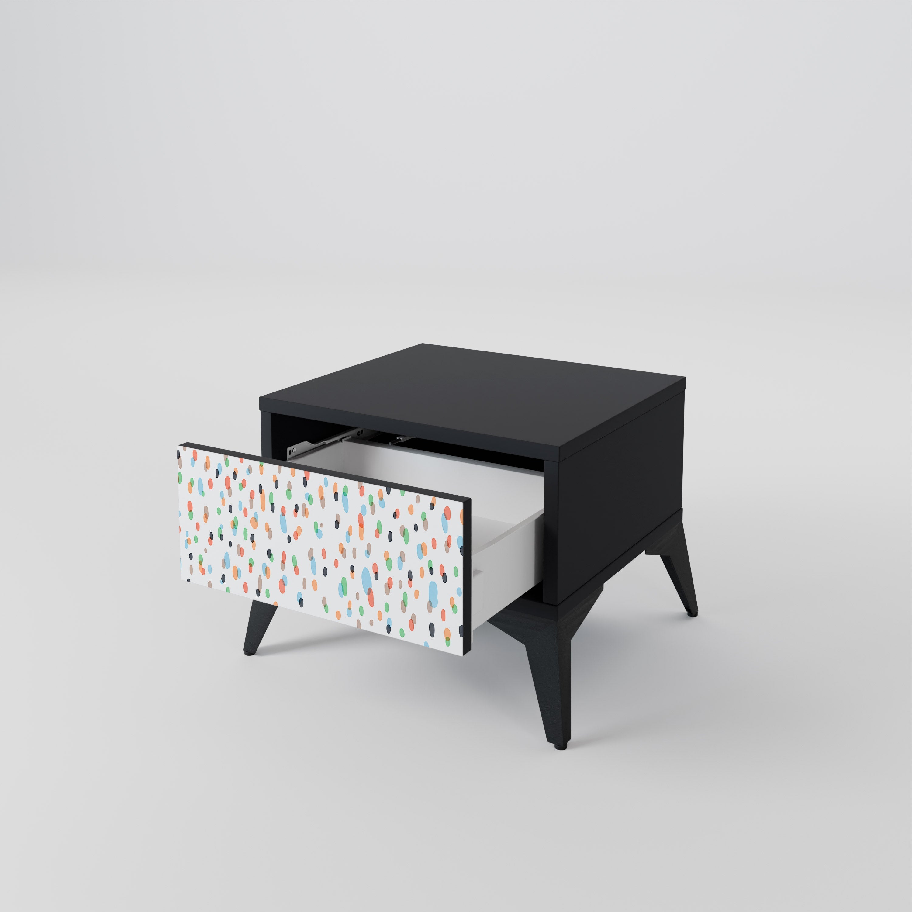 ENERGETIC SPOTS Nightstand in Black Finish