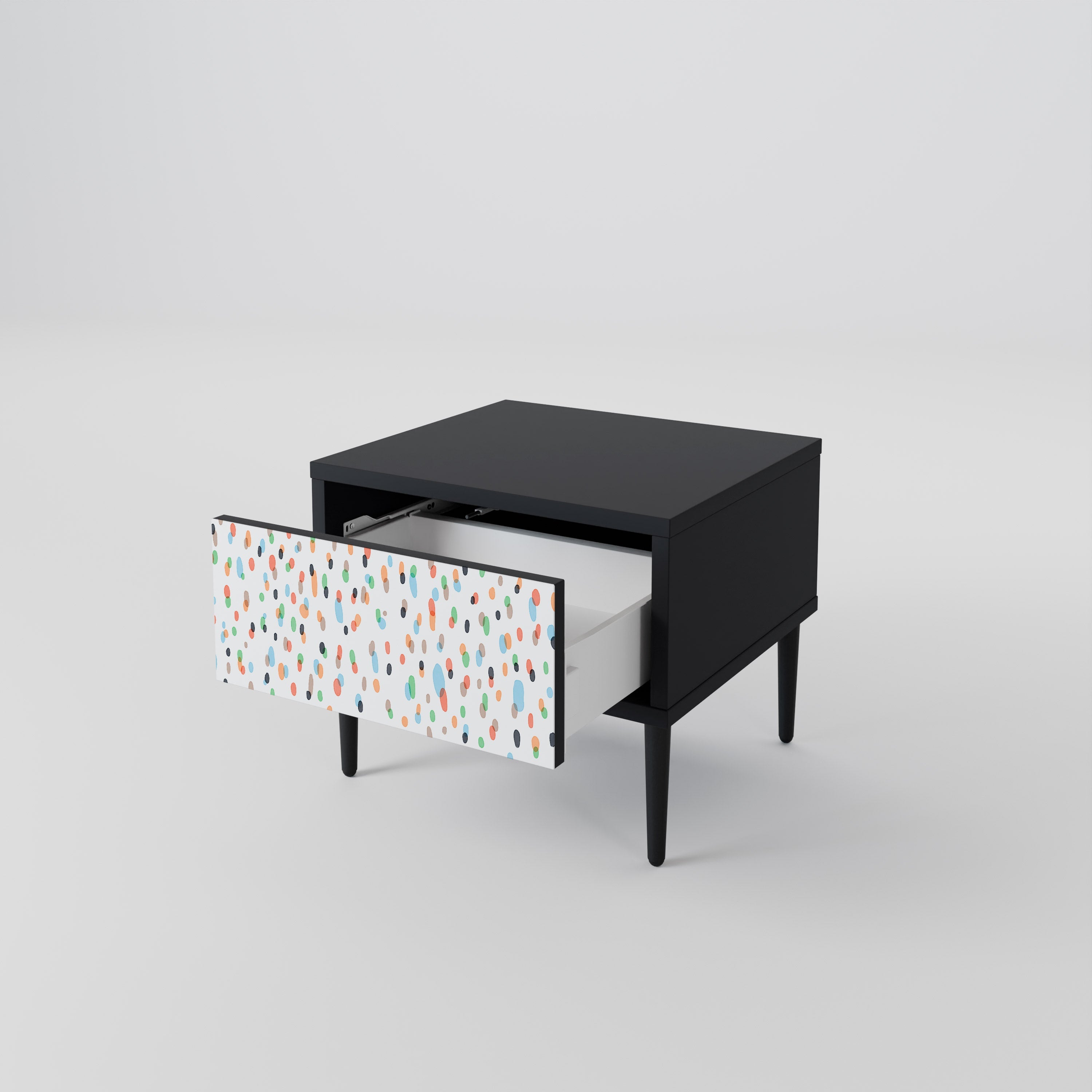 ENERGETIC SPOTS Nightstand in Black Finish
