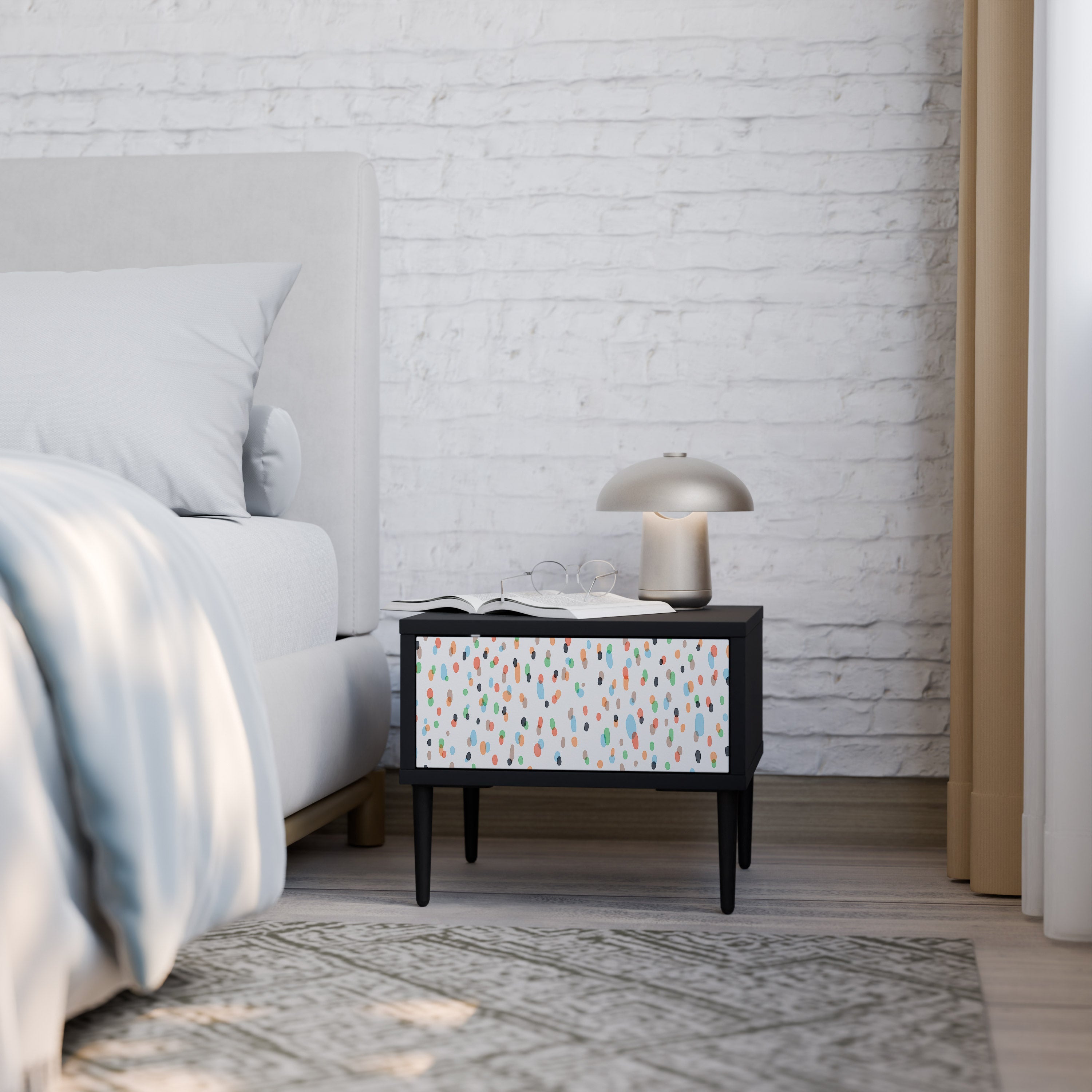 ENERGETIC SPOTS Nightstand in Black Finish