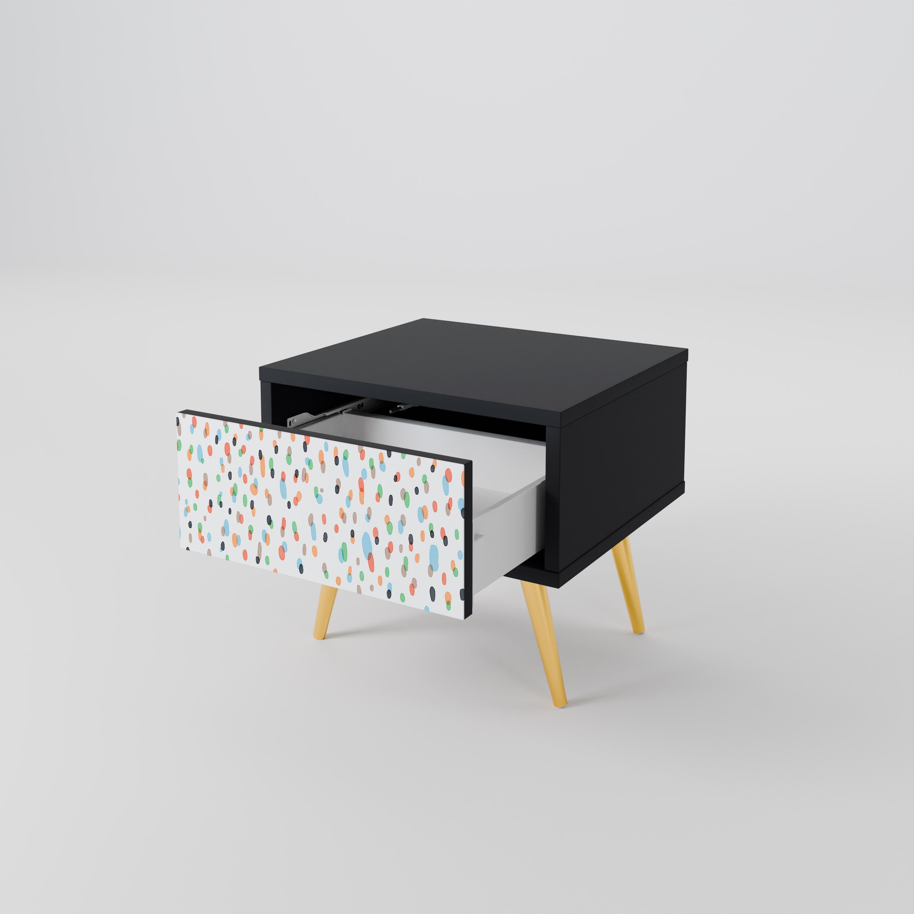 ENERGETIC SPOTS Nightstand in Black Finish