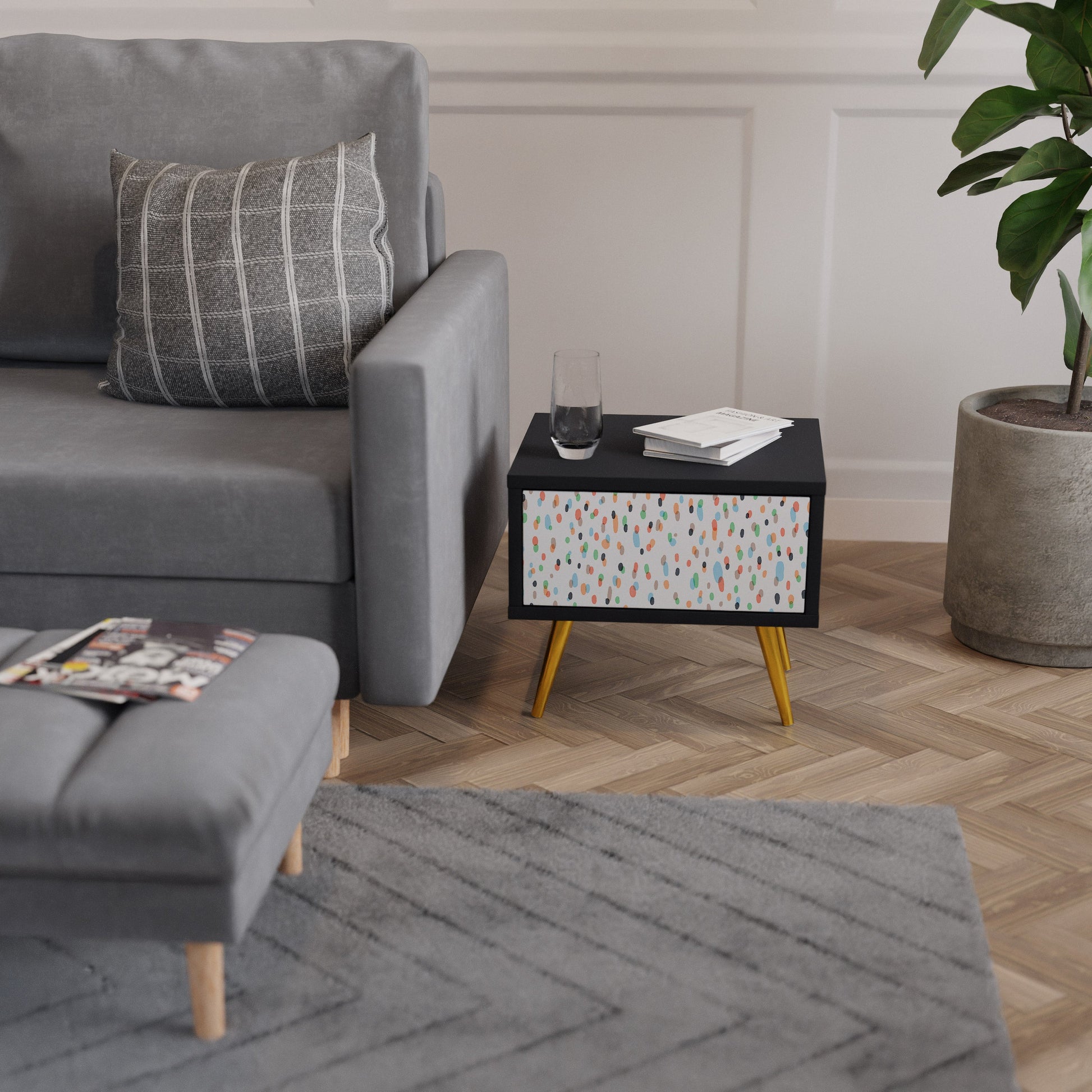 Table de chevet ENERGETIC SPOTS en finition noire