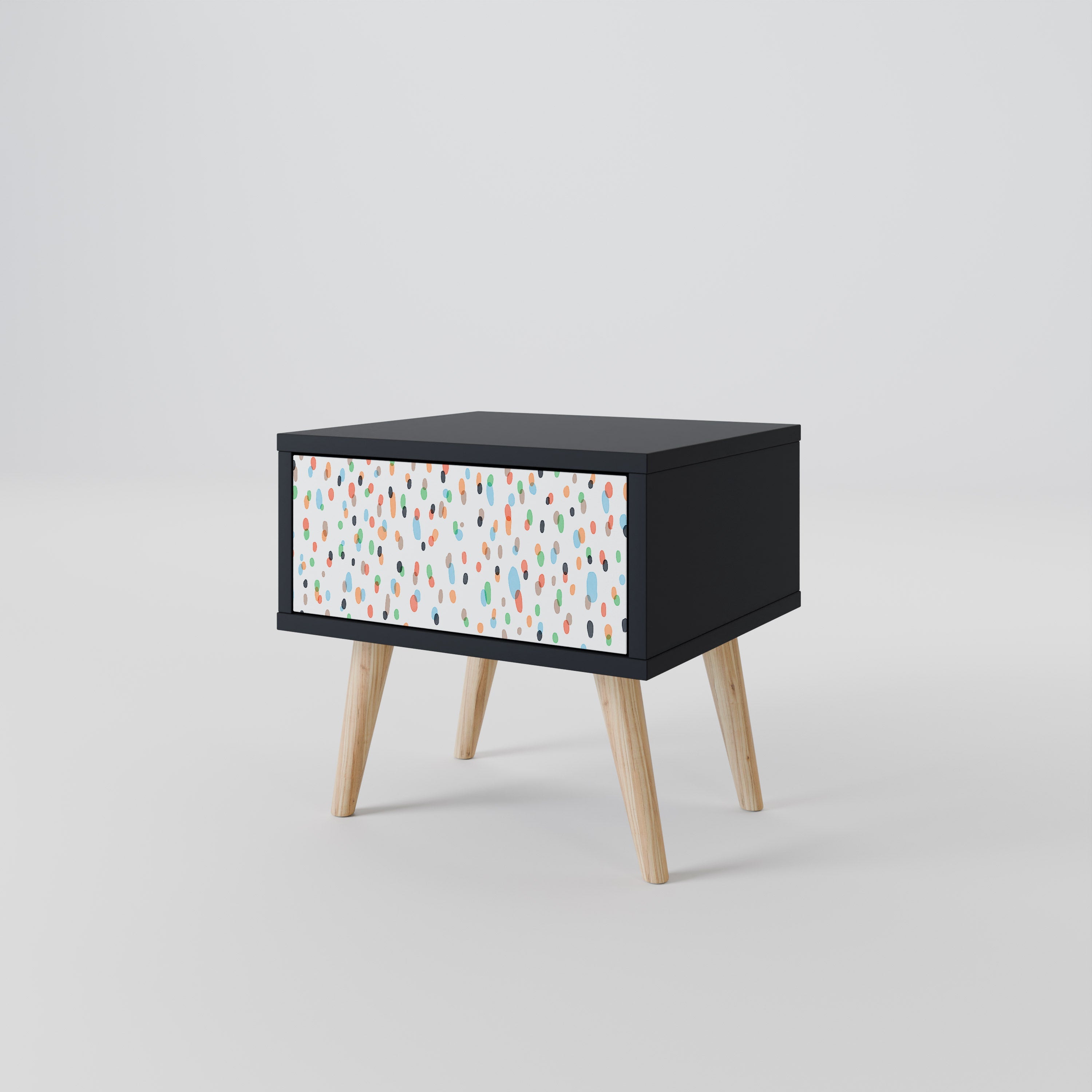 ENERGETIC SPOTS Nightstand in Black Finish
