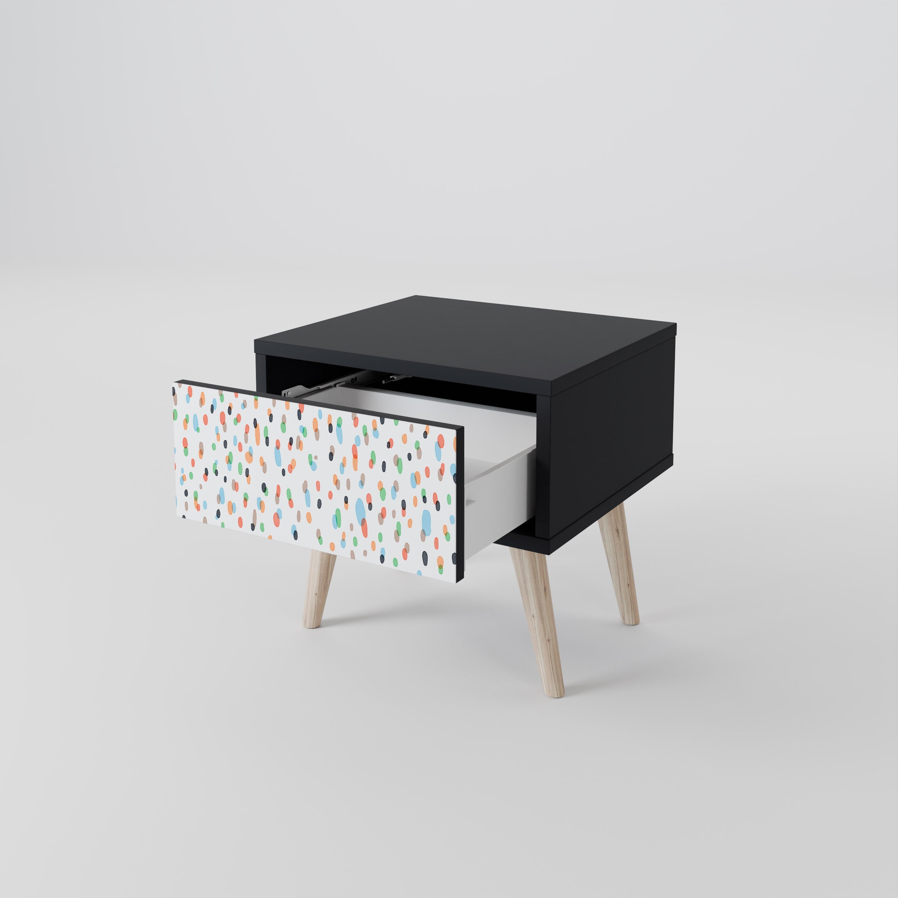 ENERGETIC SPOTS Nightstand in Black Finish