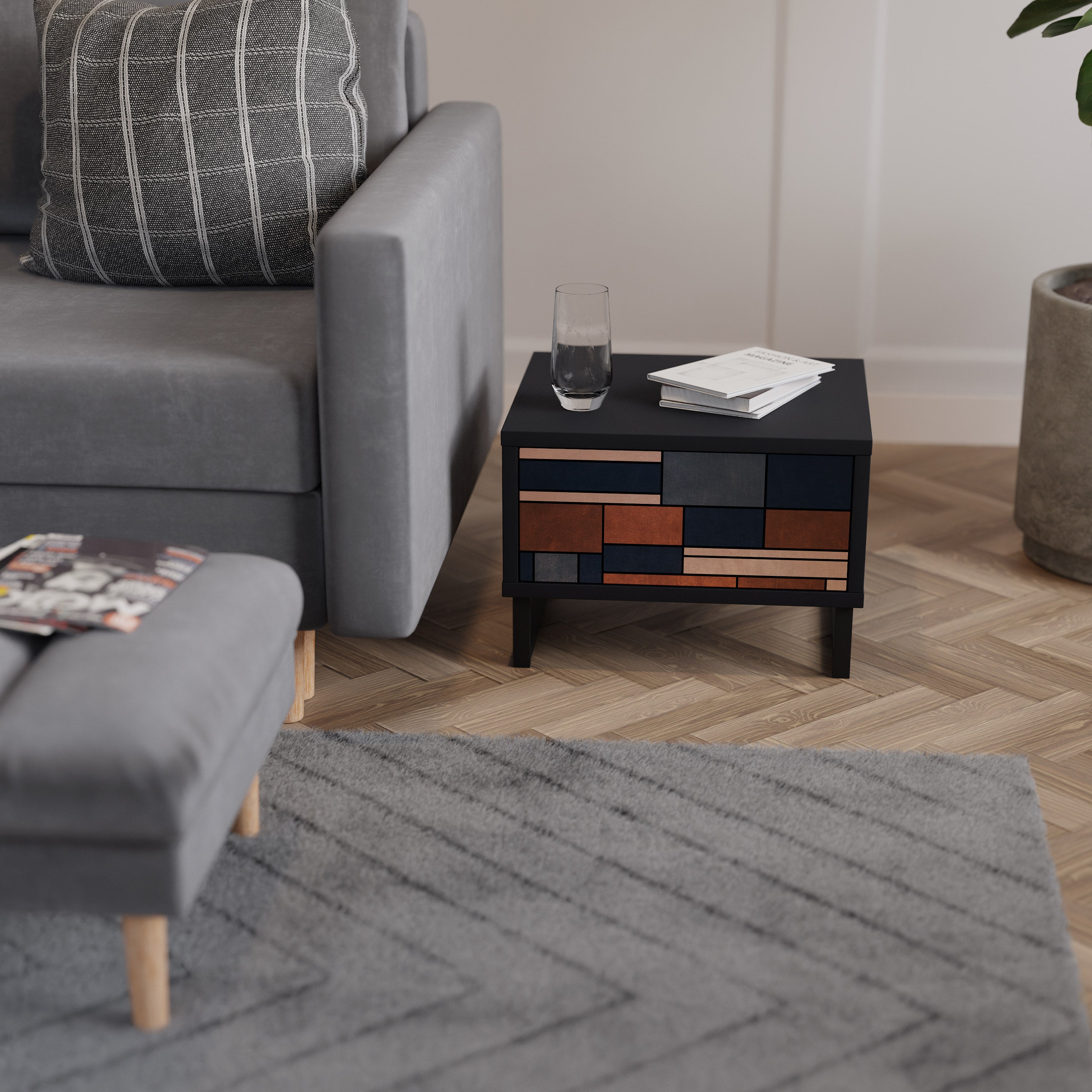 INTREPID FORMATION Nightstand in Black Finish