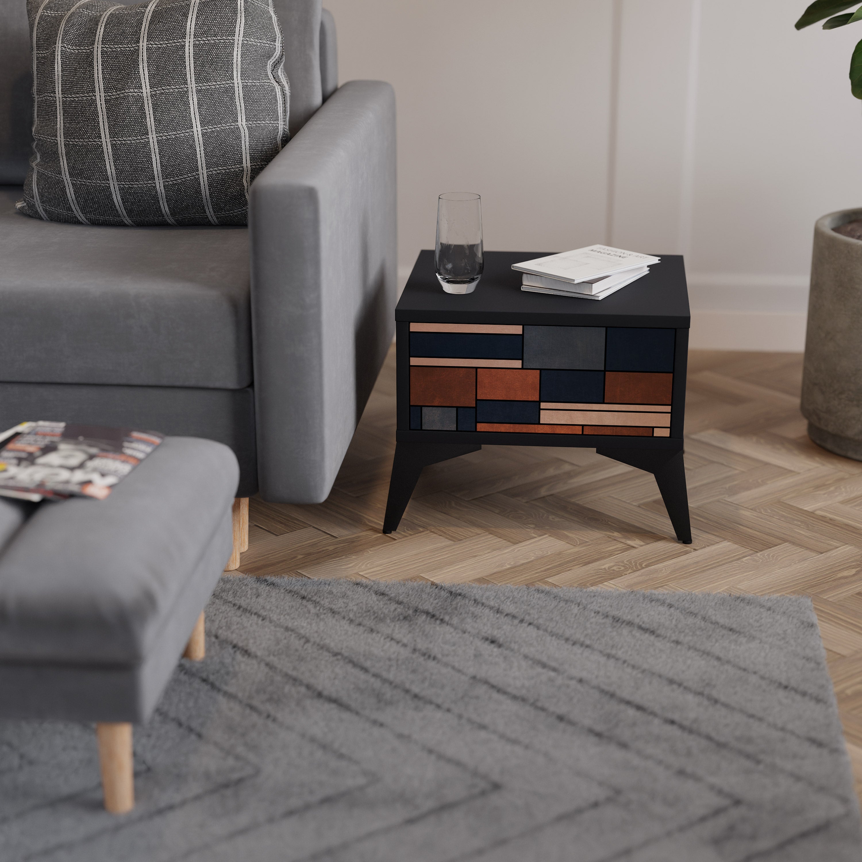 INTREPID FORMATION Nightstand in Black Finish