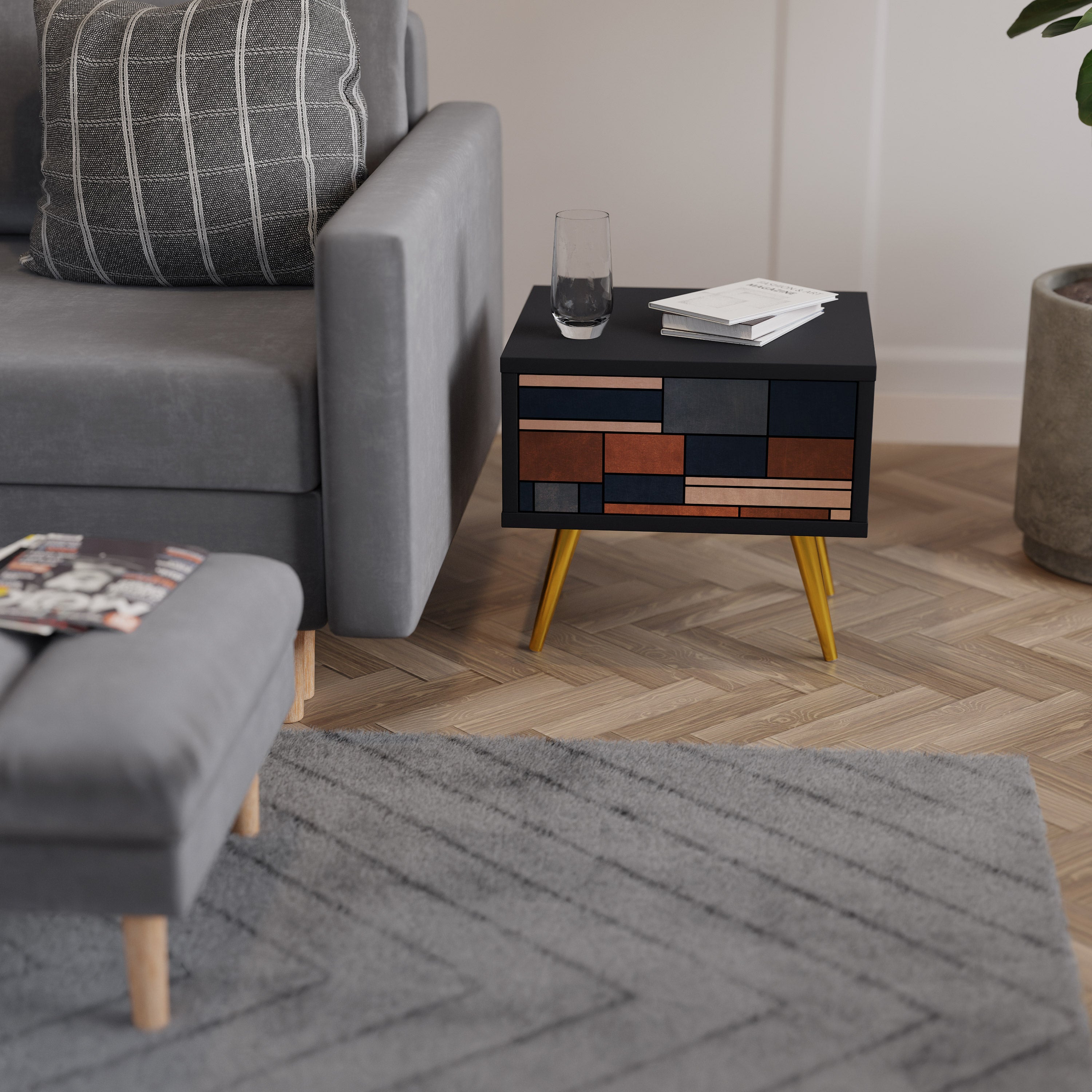 INTREPID FORMATION Nightstand in Black Finish