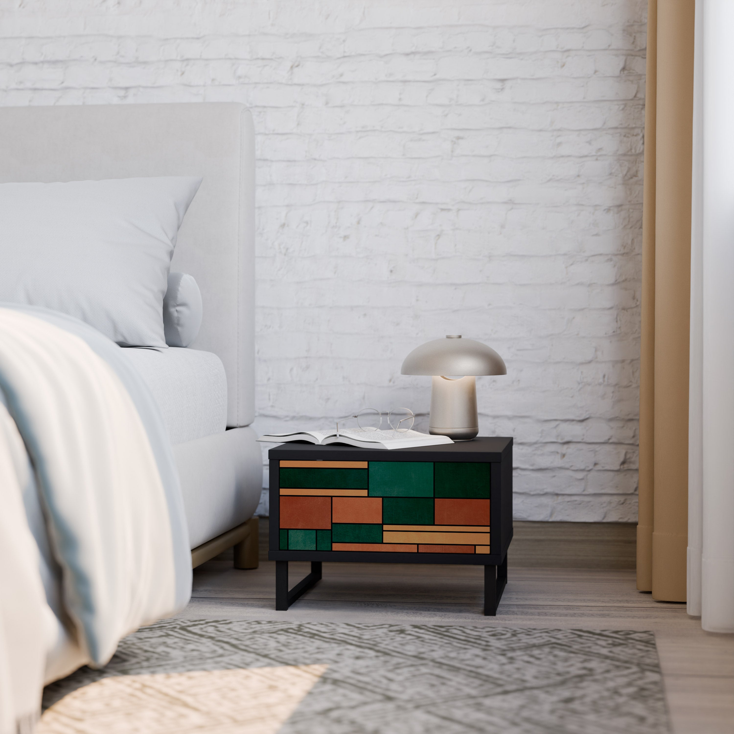 EARTHY FIGURES Nightstand in Black Finish
