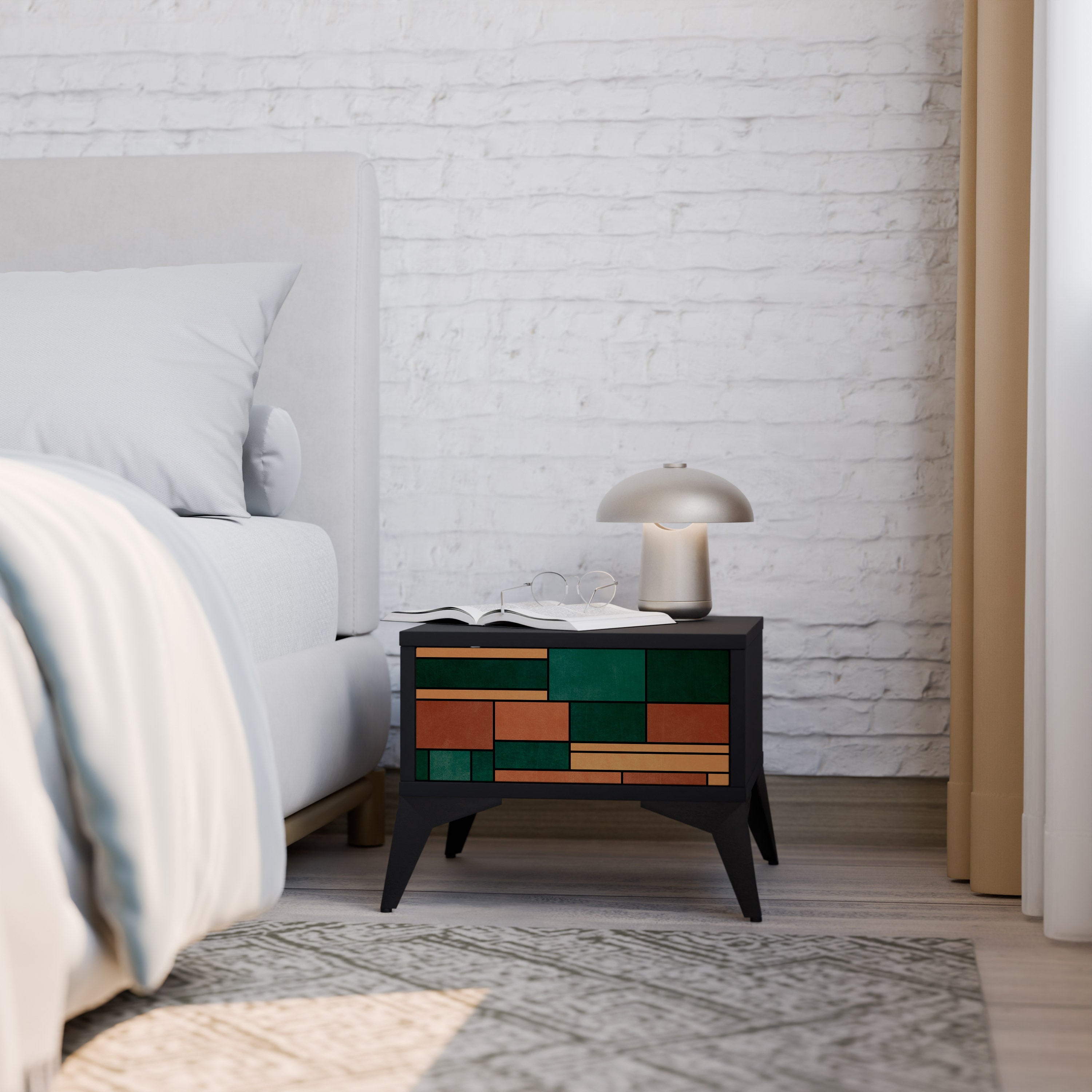 EARTHY FIGURES Nightstand in Black Finish