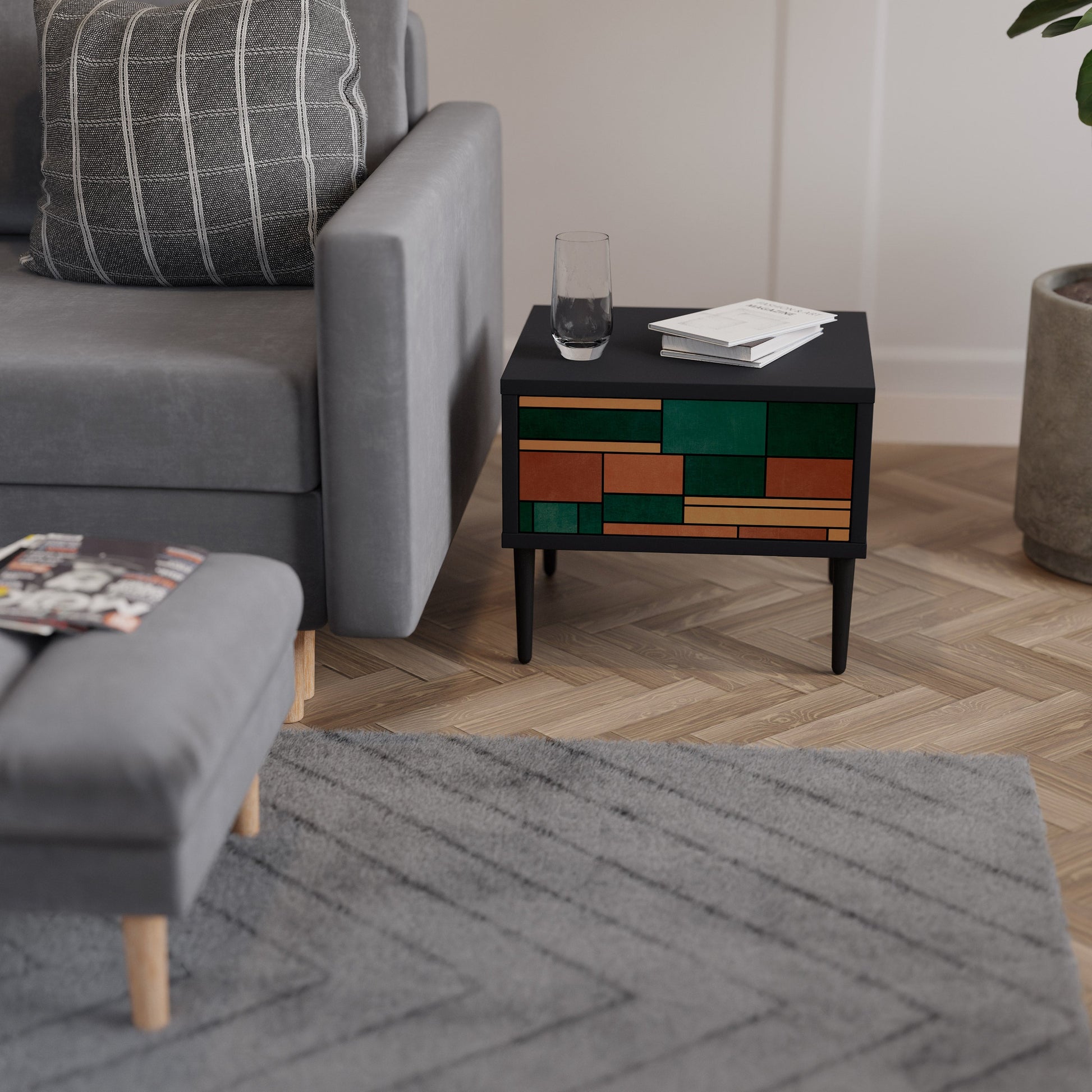 Table de chevet EARTHY FIGURES en finition noire