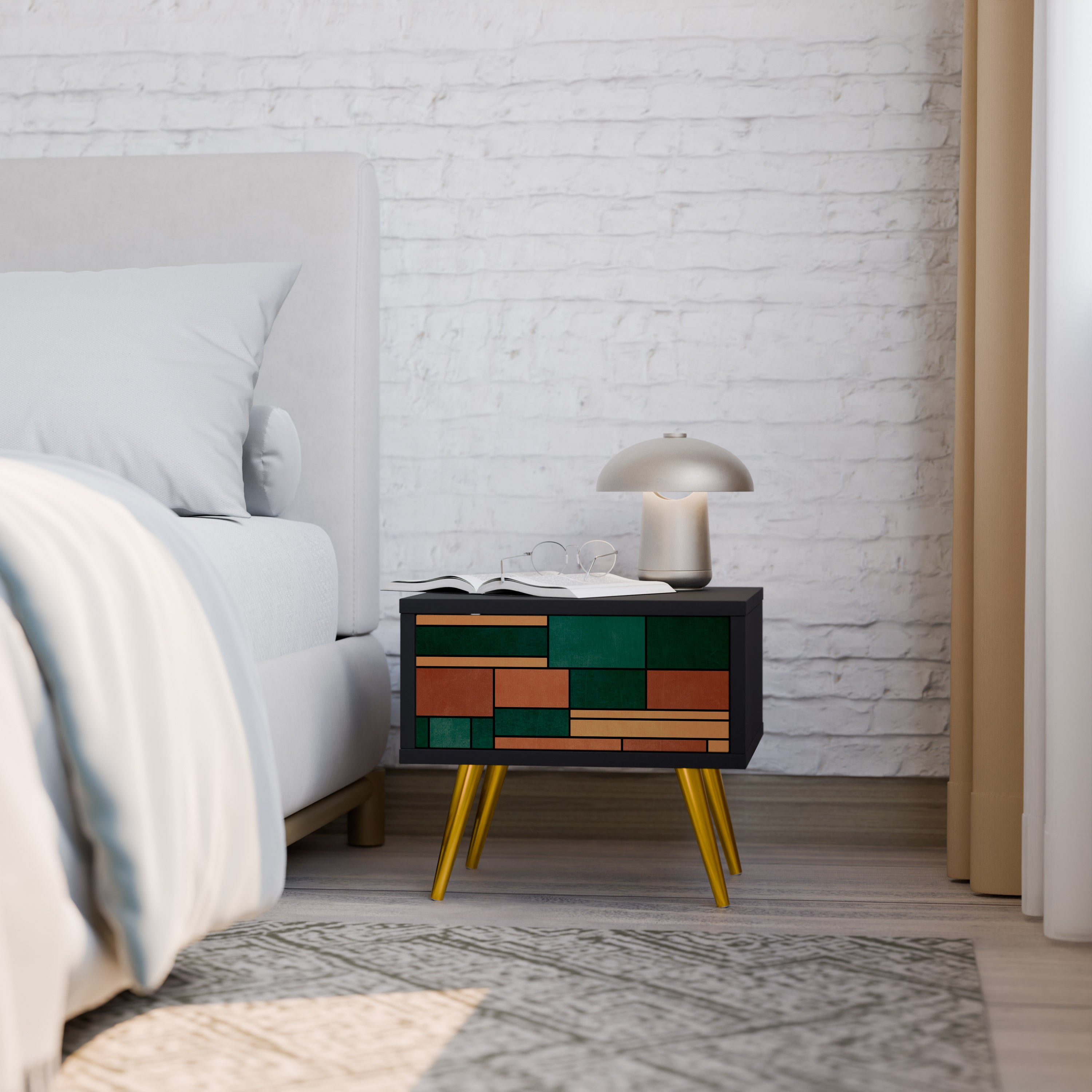EARTHY FIGURES Nightstand in Black Finish