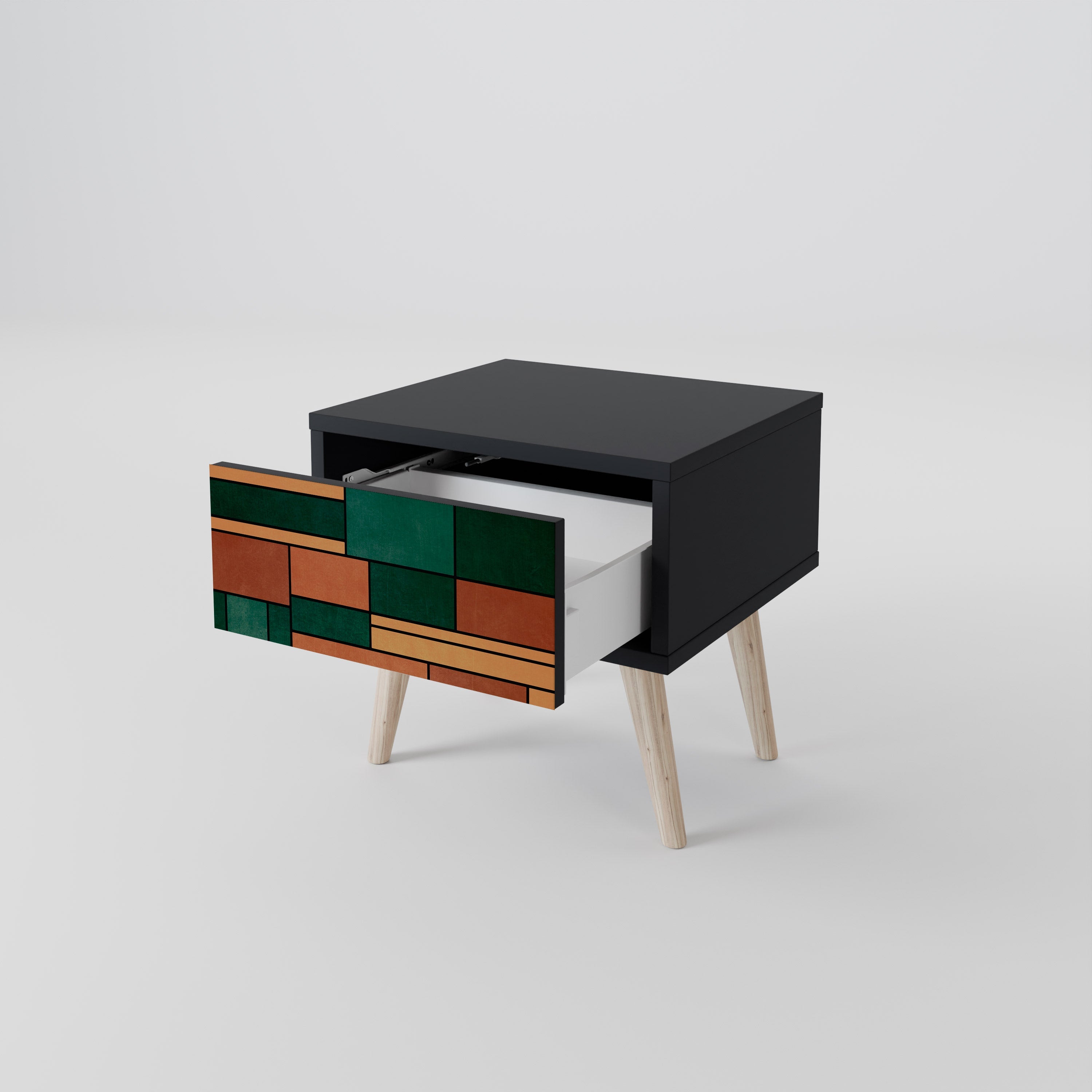 EARTHY FIGURES Nightstand in Black Finish